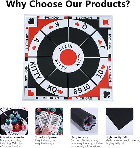 Miniatura 4 de Medikaison Michigan Rummy - Juego de mesa original Joker Rummy Card Tripoley Juego de mesa de fieltro plegable para adultos, juegos de mesa Royal