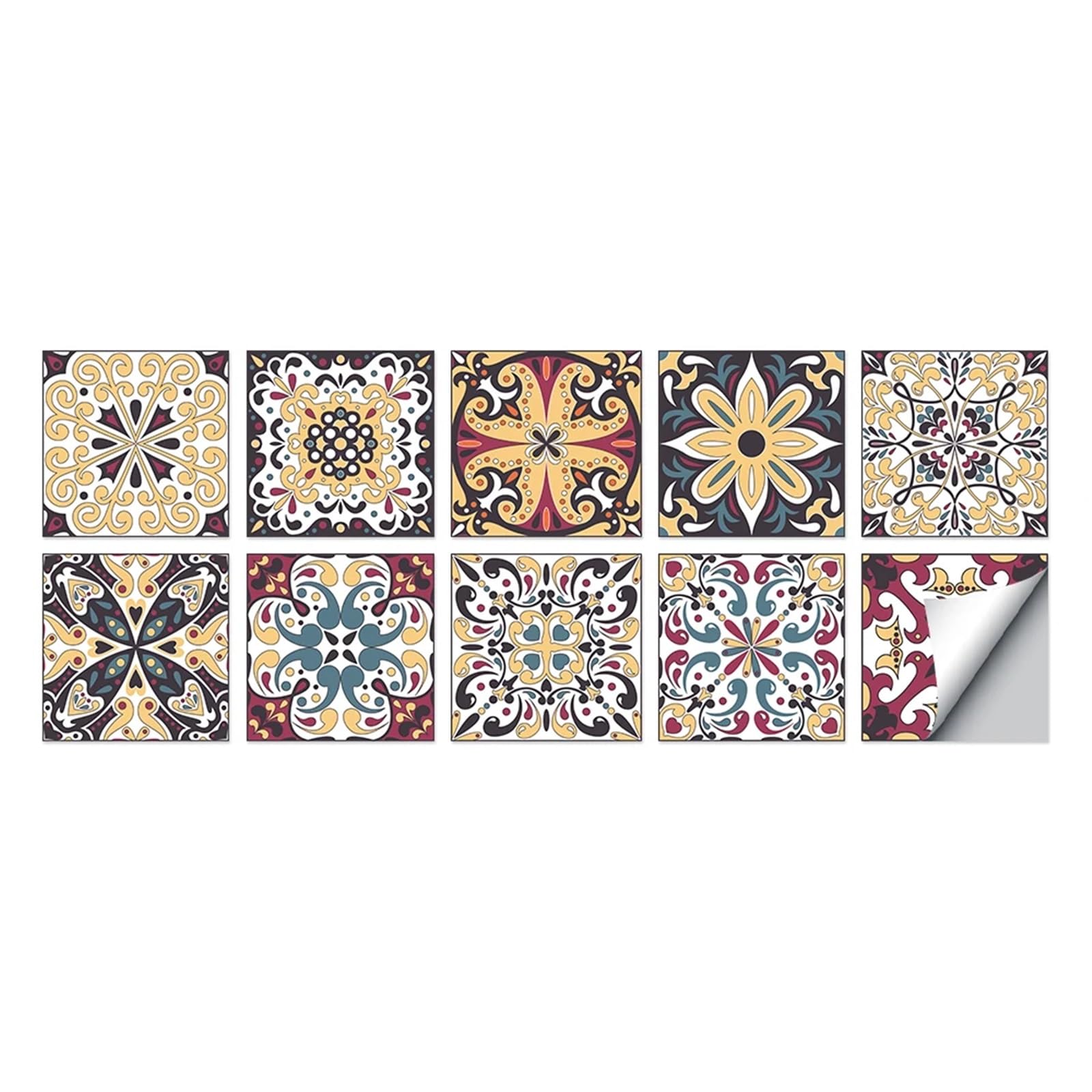 Autocollants de carrelage mural en vinyle effet faïence rétro 10 pcs