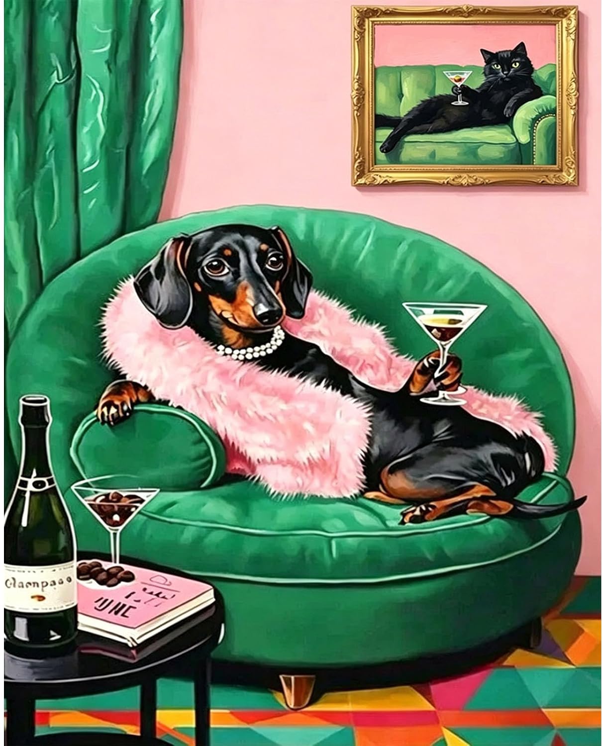 ajepon Black Dog Paint by Numbers Kit for Adults - Dog Painting by Number Kits for Adults Beginner, Easy Adults Paint by Numbers Kits on Canvas Without Frame for Home Wall Decor 16X20inch
