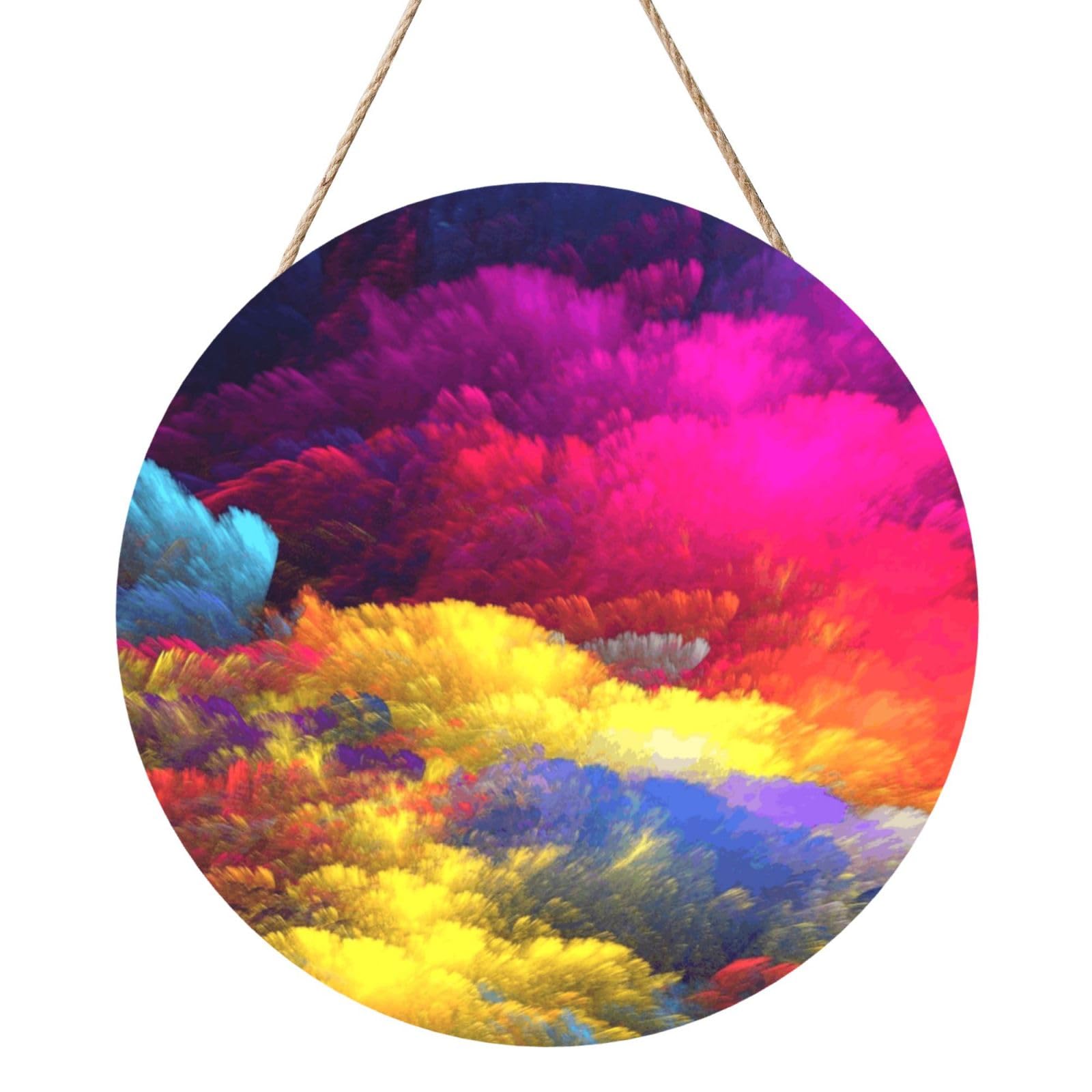 InOmak Print Watercolor Art Beautiful Ink, Round Wood Panel Painting 12 in, Wall Hanging Painting For Home