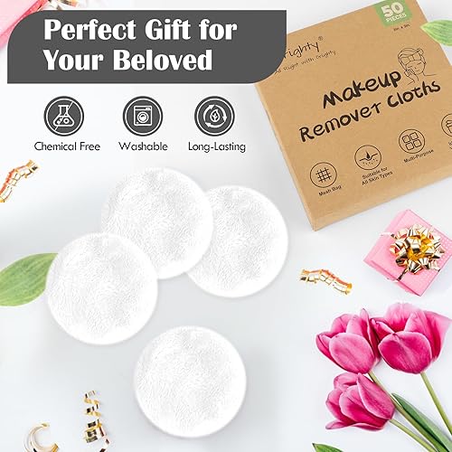 Miniatura 7 de Orighty Paquete de 24 almohadillas reutilizables para desmaquillar, paños de microfibra de algodón, almohadillas ecológicas para todo tipo de piel,