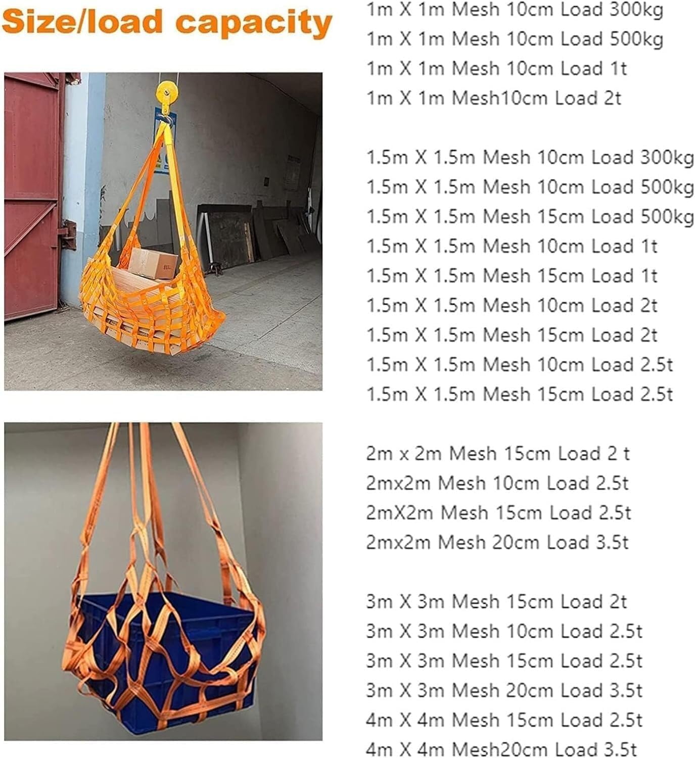 Aufhängenetz, C-förmiges Netz, C-förmiger Netzgurt, Hebegurt, C-förmiges Hebenetz, Materialtransportgurt (Größe: 1x1 Meter/10 cm Maschenweite/300 kg Tragfähigkeit)