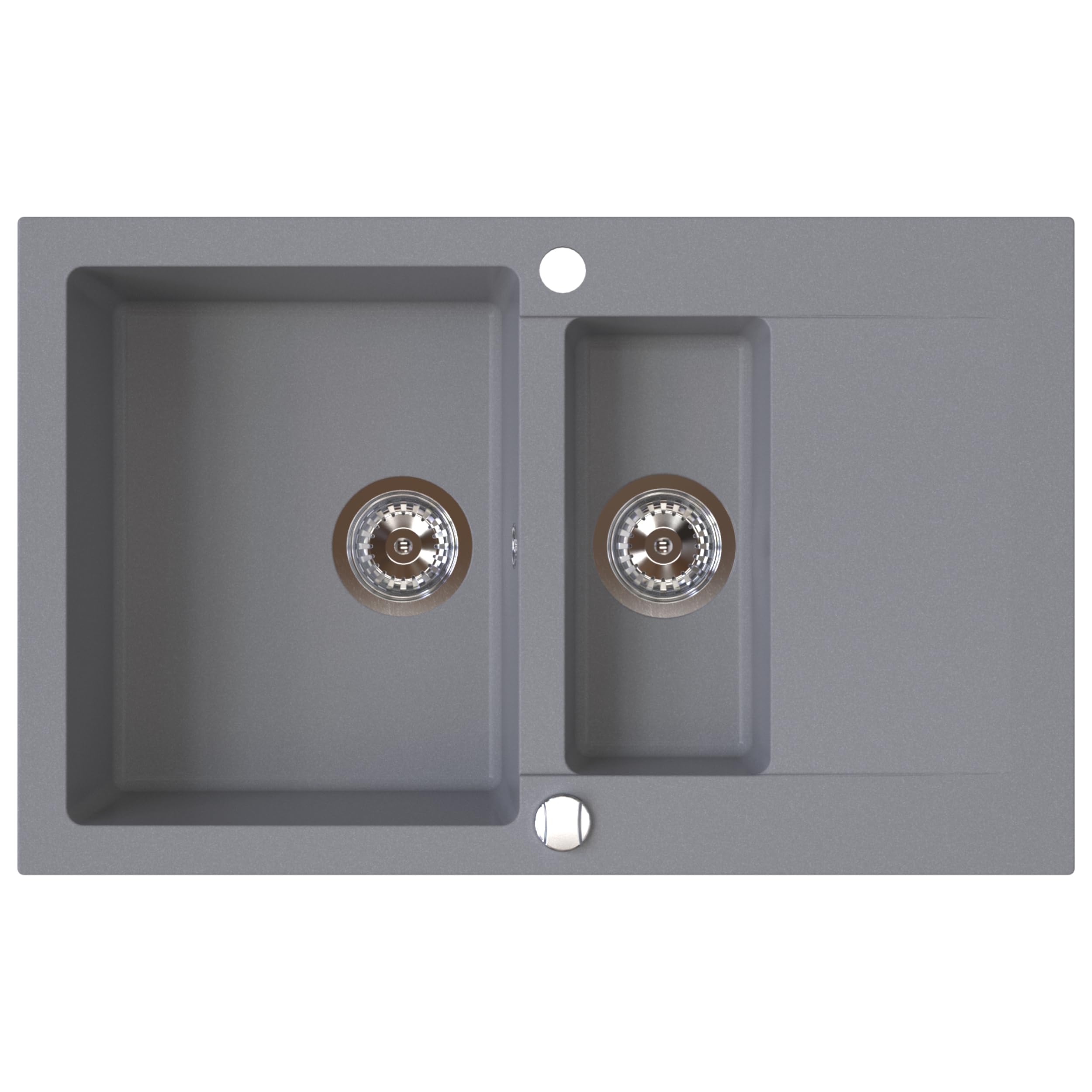 SINK QUALITY Spülbecken grau 79x50 cm, Granitspüle 1,5 Becken, Spüle mit Siphon und Imprägniermittel, Küchenspüle ab 50er Unterschrank