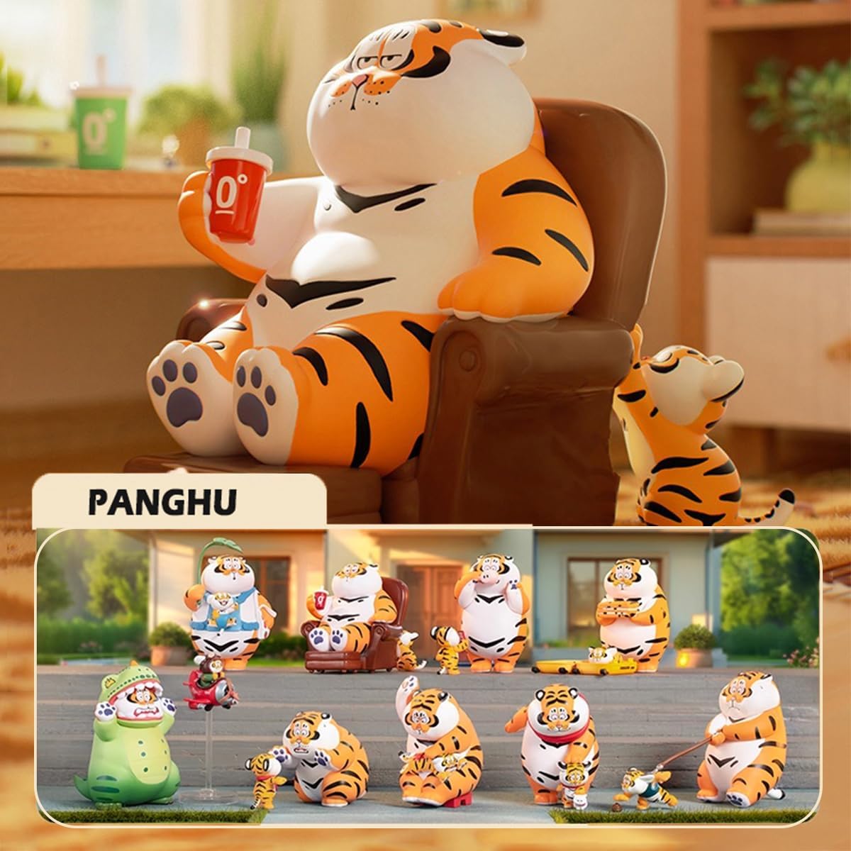 Aven Rabbit PANGHU The Fat Tiger-Roaring Love Series Blind Box Action Figures Mystery Box Cute Random Toys Birthday Gift Christmas Collectible Toy for Desktop Ornaments, 1PC