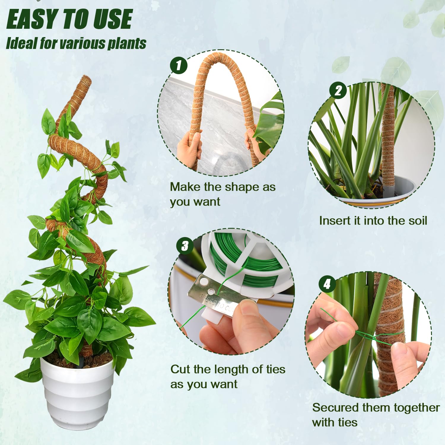 Amazon.com : Ledanba 4 Pack Moss Pole, 47 Inch Moss Poles for