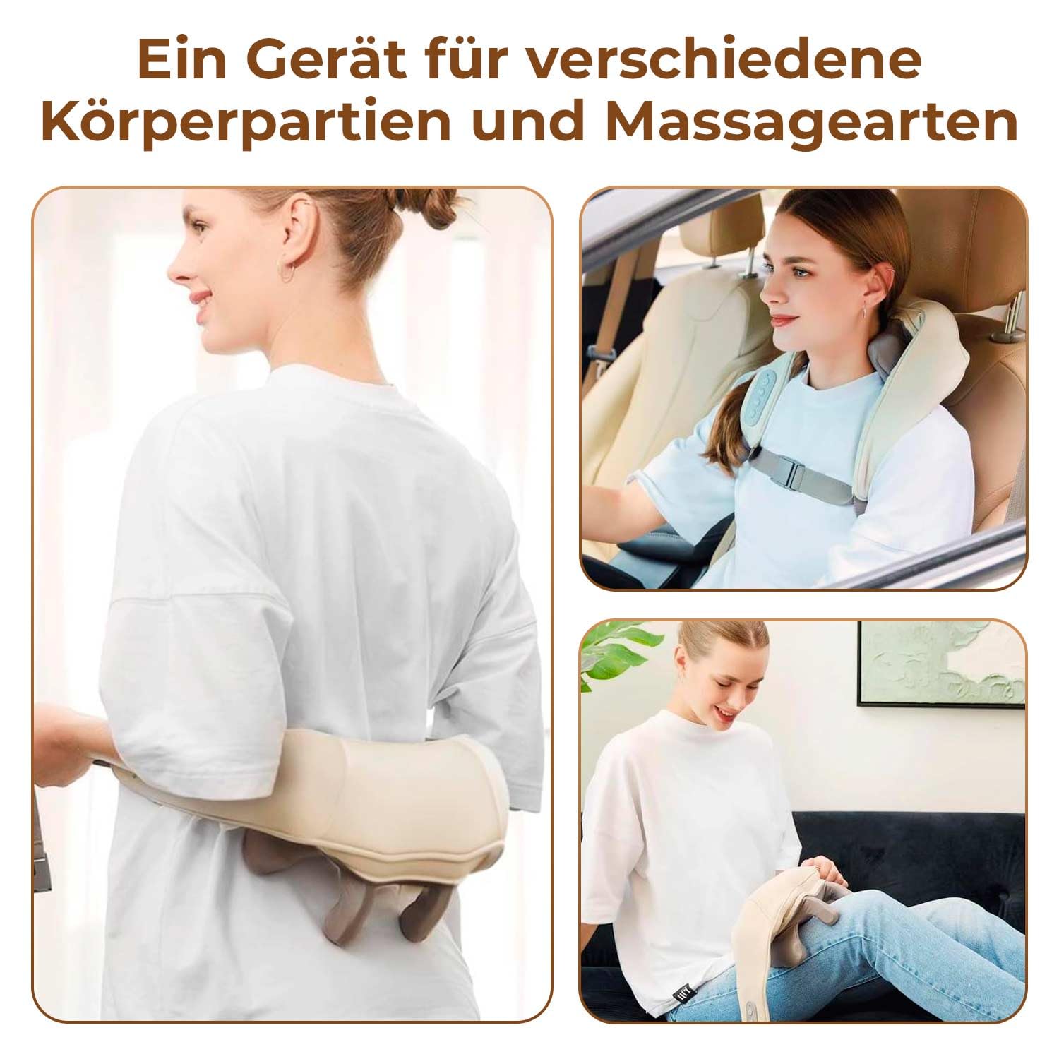 BEM Multi Relax Nackenmassagegerät elektrisch mit Wärmefunktion für Nacken, Schulter, Shiatsu Massagegerät Rücken, 8D-Effekt, 3 Modi, ergonomisches Design zur Entspannung und Schmerzlinderung