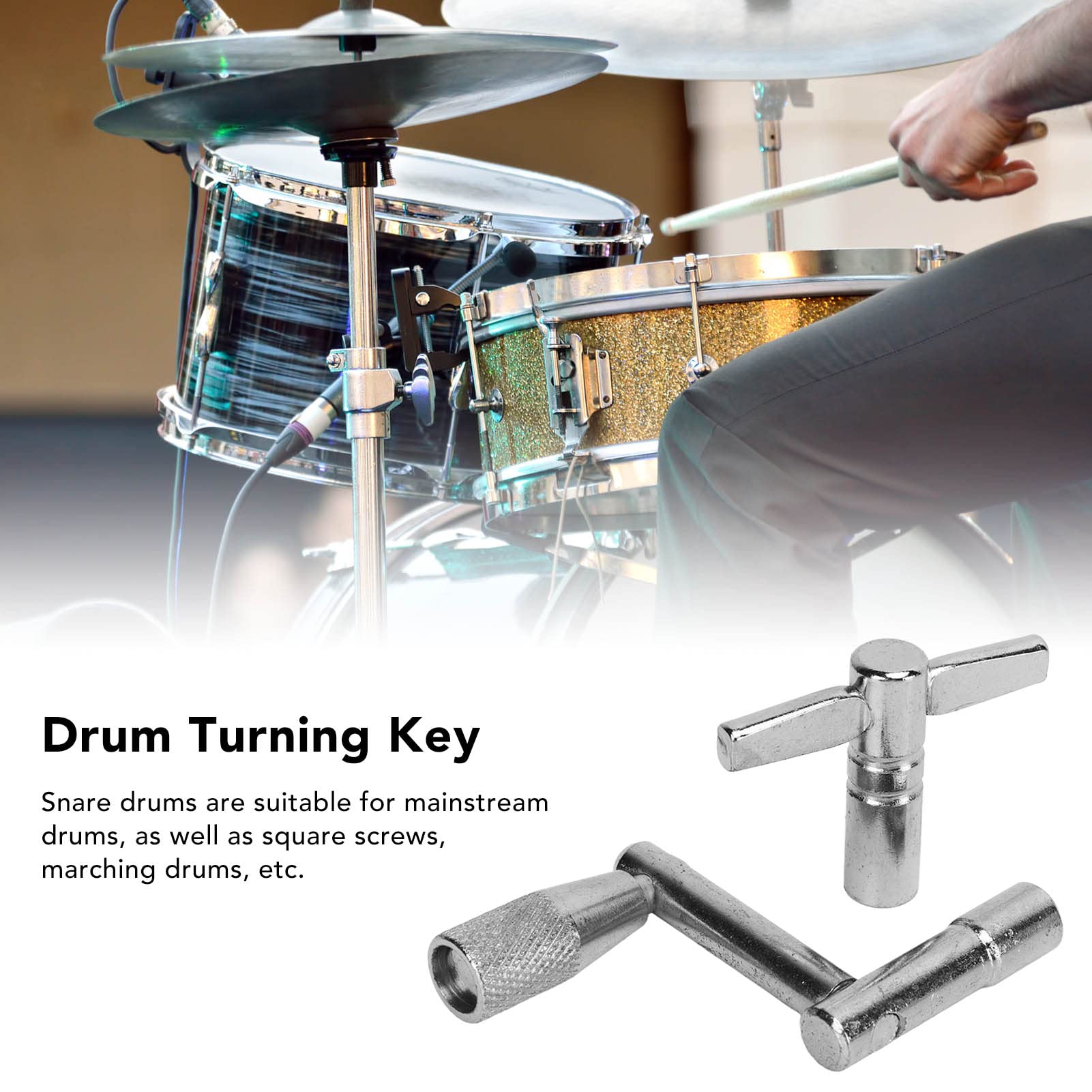Miskall T & Z Shaped Drum Key Tool, 2Pcs Drum Key Standard Universal Turning Tool Metal Parts Accessories Z and T Shape