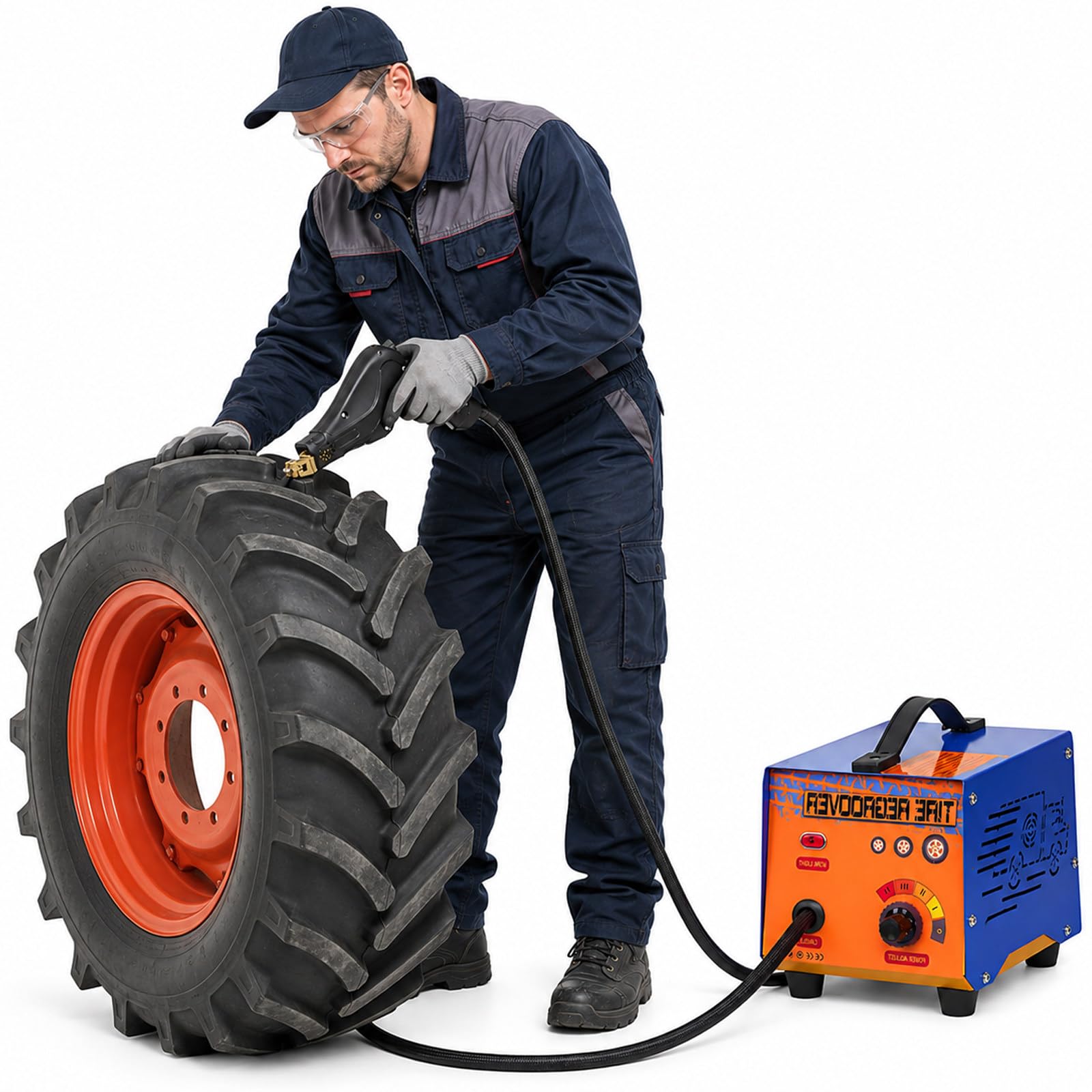 vnmudzeo Tire Grooving Machine 1000W,Handheld Tire Groover Tool,with 10 U/V Blades,for Truck,Tractor and Commercial Tire Tread Cutting