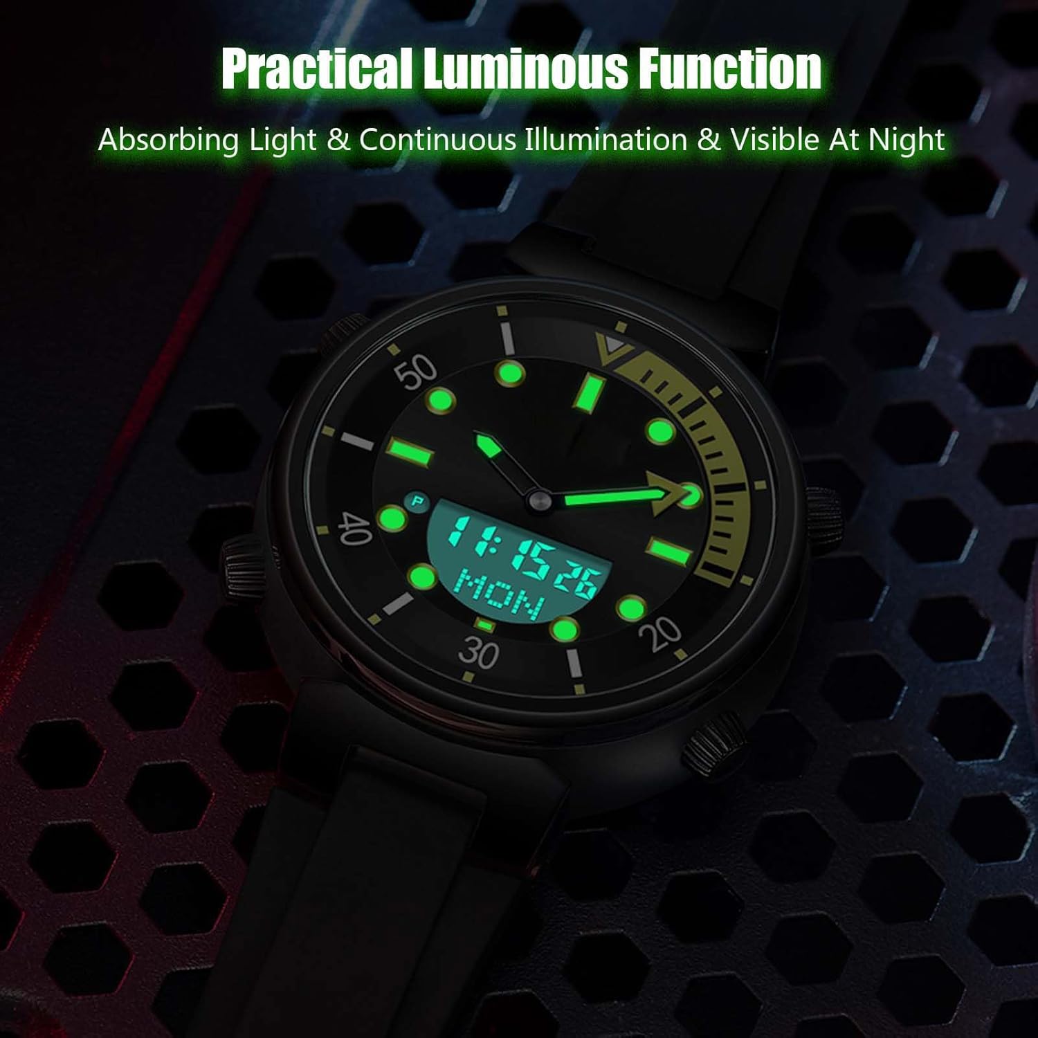 RORIOS Unisex Watch Digital Quartz Watch with Rubber Strap Men Women Waterproof Stopwatch Multifunction Electronic Wristwatch for Mens/Womens