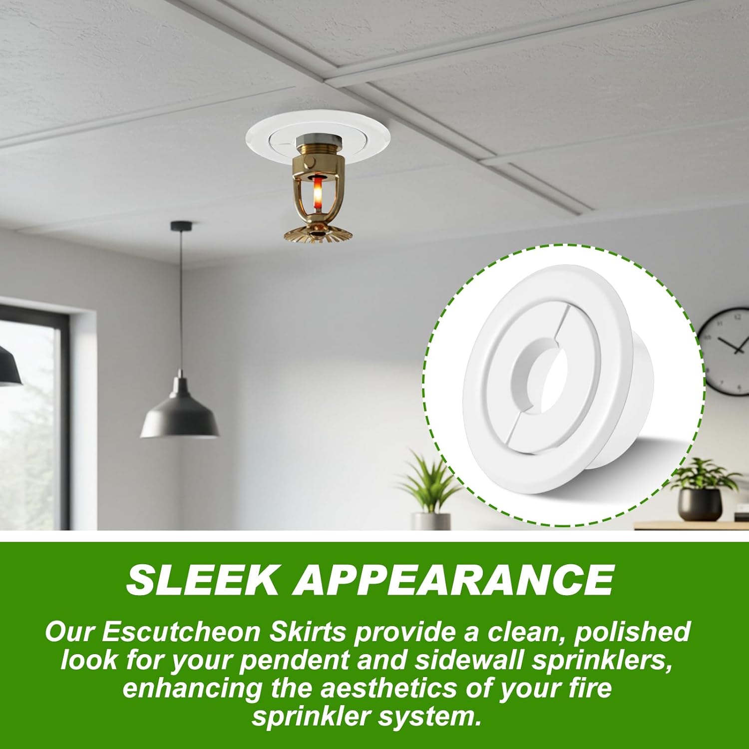 Shimeyao 24 Pcs Retrofit Recessed Fire Sprinkler Escutcheon 1/2" Ips Split 3 Piece 3/4" Adjustment Sprinkler Head Cover Plate Trim Ring for Fire Trim Ceiling (White)