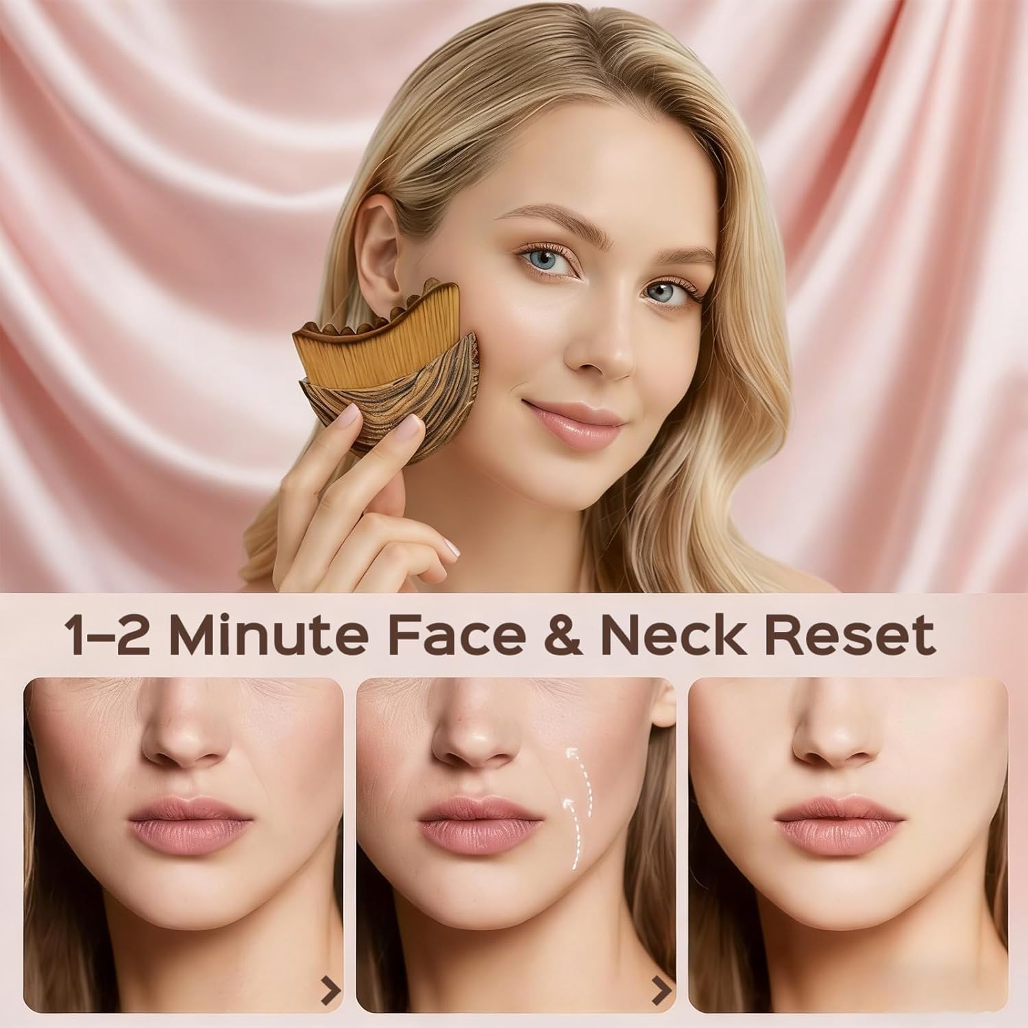 2PCS Lymphatic Contour Face Brush, Soft Facial Drainage Massager Tool for Face & Neck Lifting, Jawline Chin Sculpting, De-Puff Dry Brushing, Gua Sha Brush, Curved Ergonomic Design (Brown, 2-Pack) - Image 3