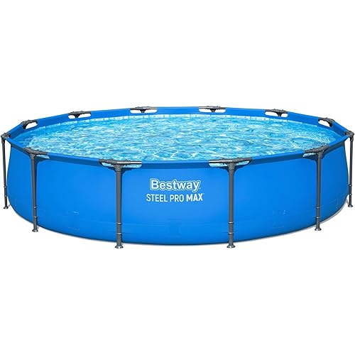 Bestway Steel Pro MAX 12’ x 30" Above Ground Pool, Round Metal Frame Outdoor Swimming Pool for Backyard, Blue, Pool ONLY