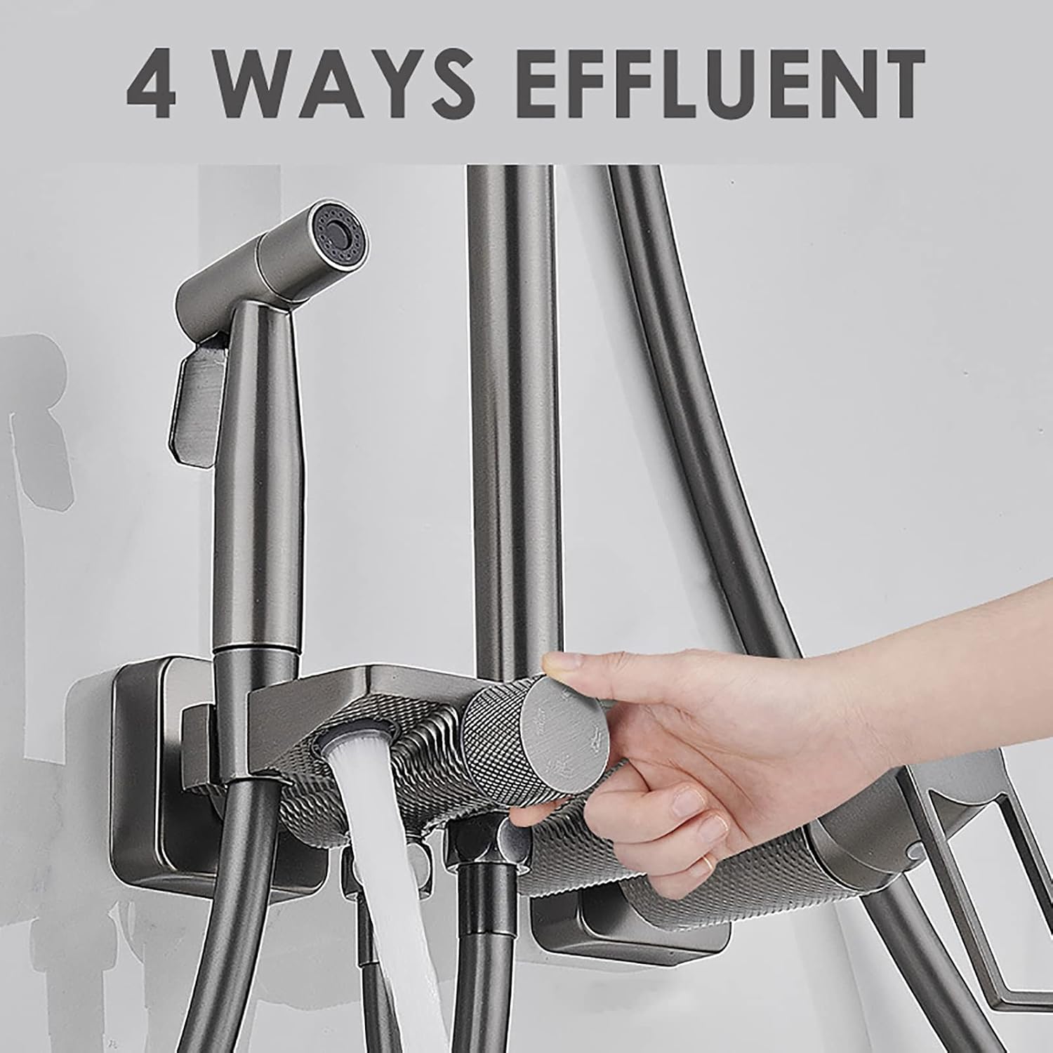 Shower System with Head, Gray LED Digital Display Combo Set Wall Mount Faucet Single Handle Rain Mixer with Handheld, Bidet Sprayer, Tub Spout image 5
