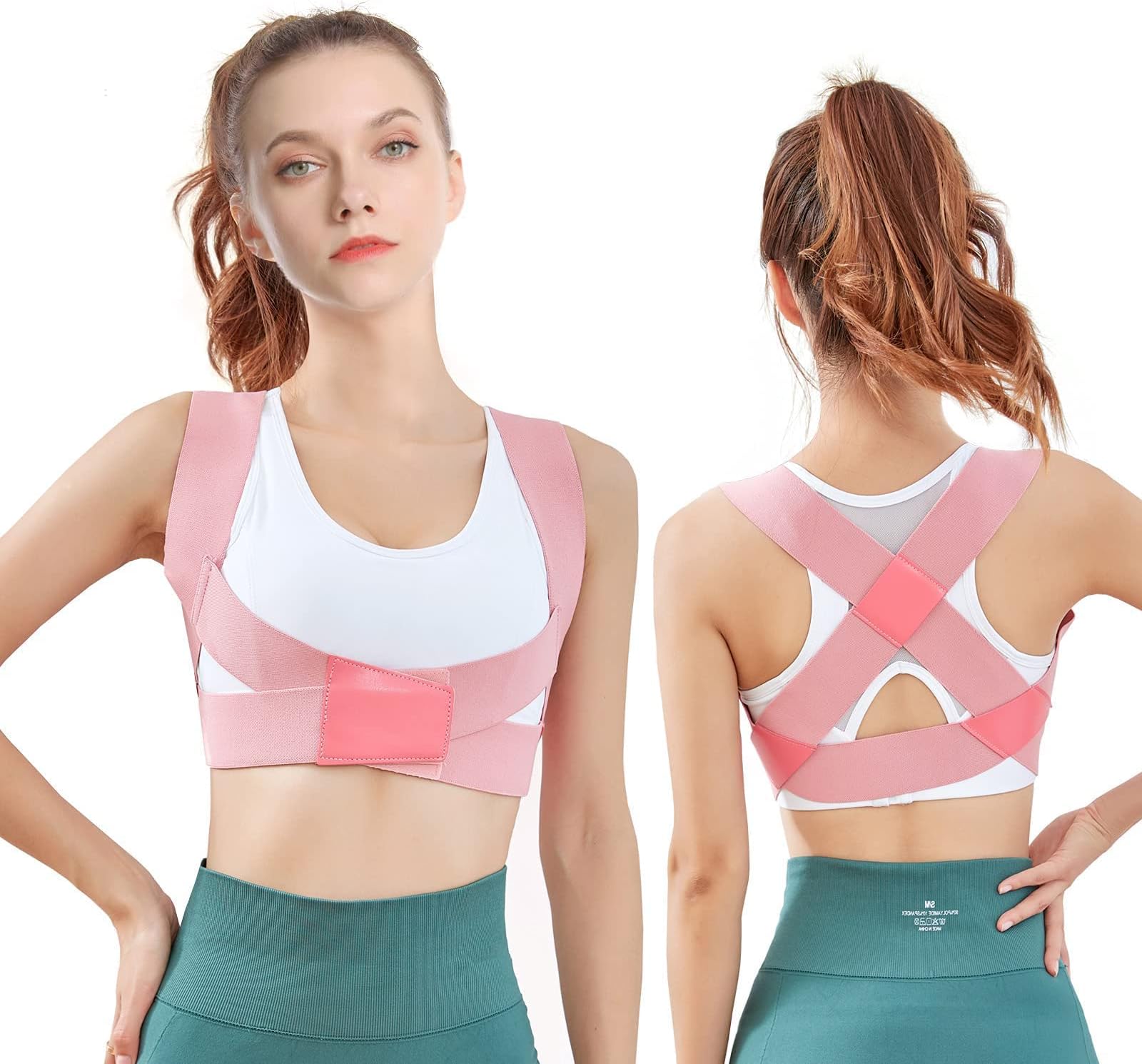 ELECDON Posture Corrector for Women, Upper Back Brace Adjustable Chest Support Upright Straightener Providing Pain Relief Back Neck Shoulder (Pink, Small)