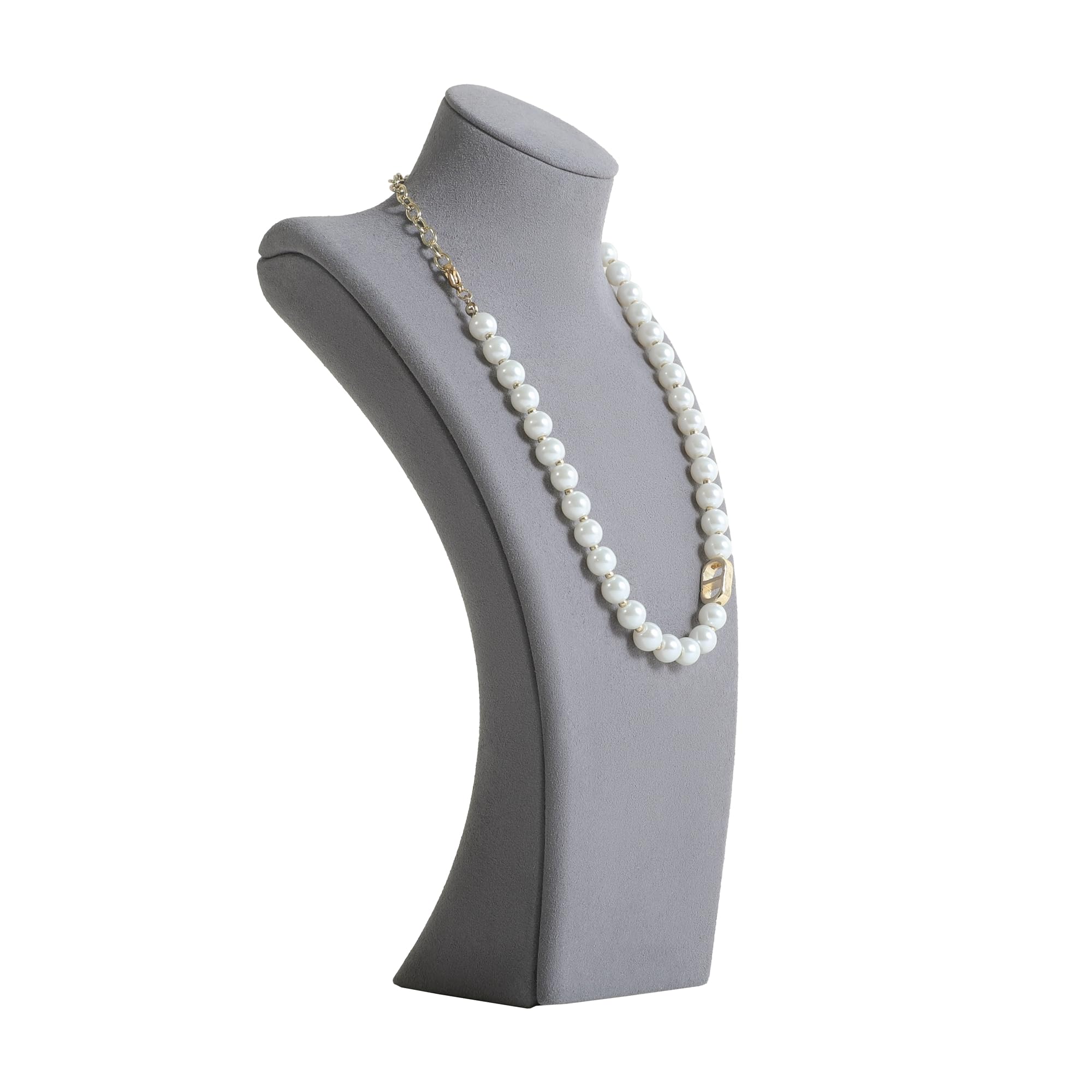 Gemeshou Grey Necklace Storage Organizer For Sale, Velvet Necklace Holder Stand, Jewelry Bust Display Stands, Jewelry Mannequin For Countertop, Showcase【-Medium Height 26.5 Cm】