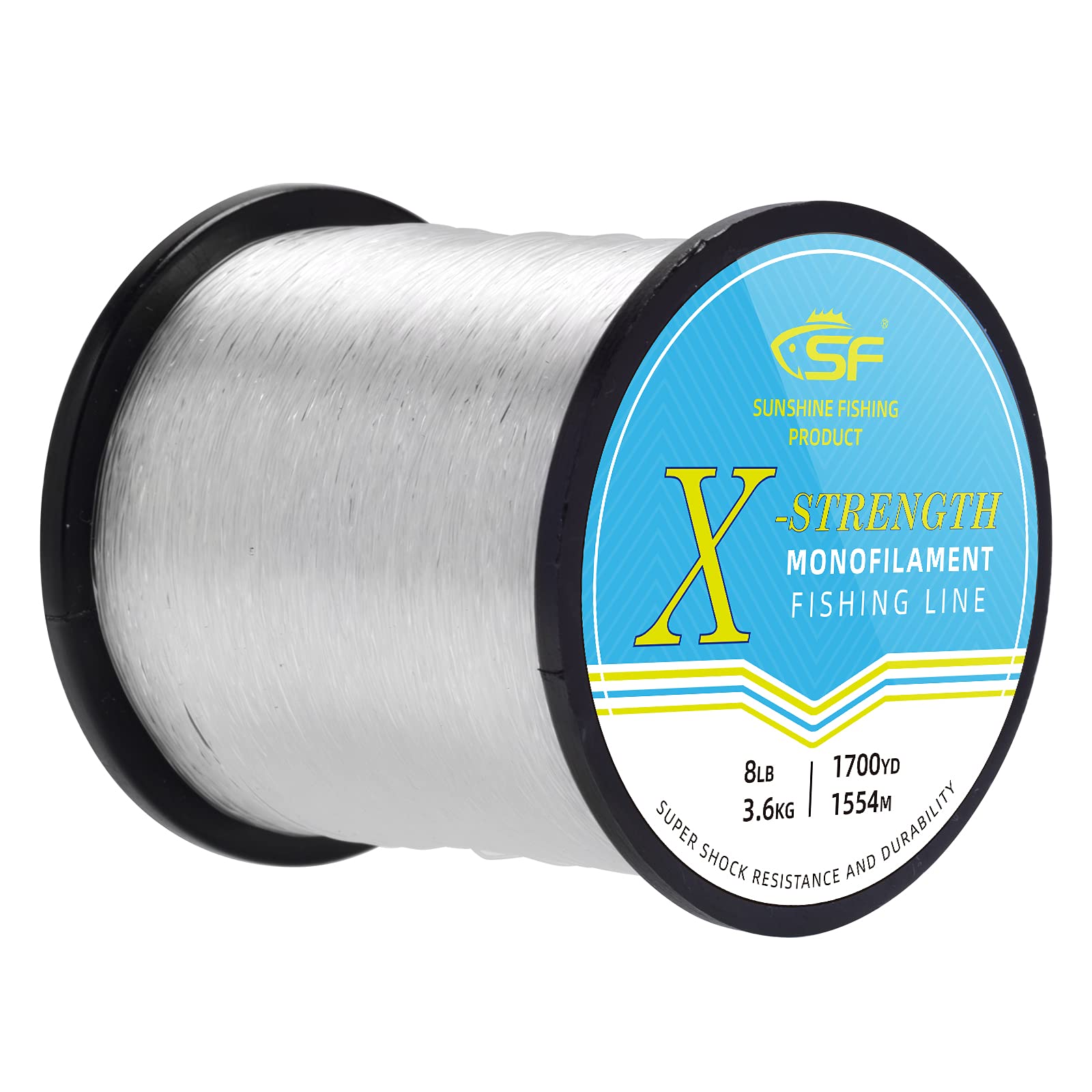 8lb mono fishing line SF X-Strength Monofilament Clear 1700Yds wacky worms Jigging Lures - Product Size:55' L x 14' W x 16' H to 400 lb