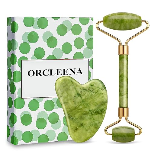 Miniatura 1 de EMOCCI - Rodillo de jade para cara y gua Sha  Kit de herramientas de cuidado de la piel 100 jade real antienvejecimiento para cara ojos cuello