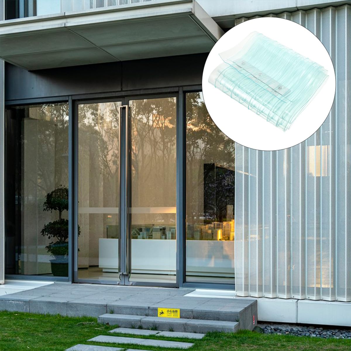 Générique Rideau de Porte Souple à Lanières PVC 1,5 Mm Épaisseur Bleu Rayé 18 Cm X 1,8 M Coupe-Vent Imperméable pour Chambres Froides Commerciales et Garages