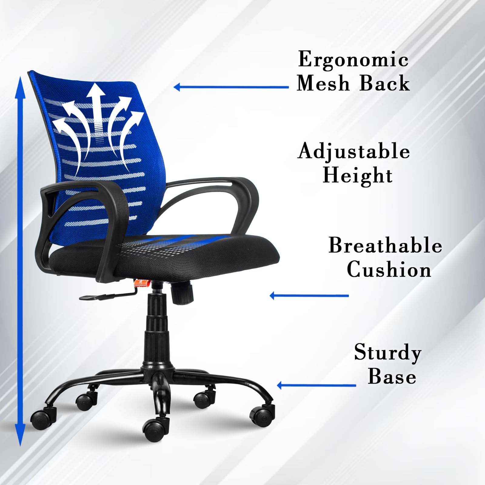 ROSE® Elite | 3 Years Brand Warranty | Ergonomic Office Chair, Study, WFH, Revolving, Rolling, Desk, Task, Laptop, Student Chair (Blue, Elite Classic MB) 2