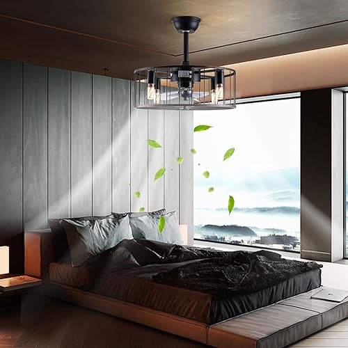 Miniatura 2 de Ventiladores de techo de 18 pulgadas con luces, moderno ventilador de techo cerrado para interiores con control remoto con opciones de