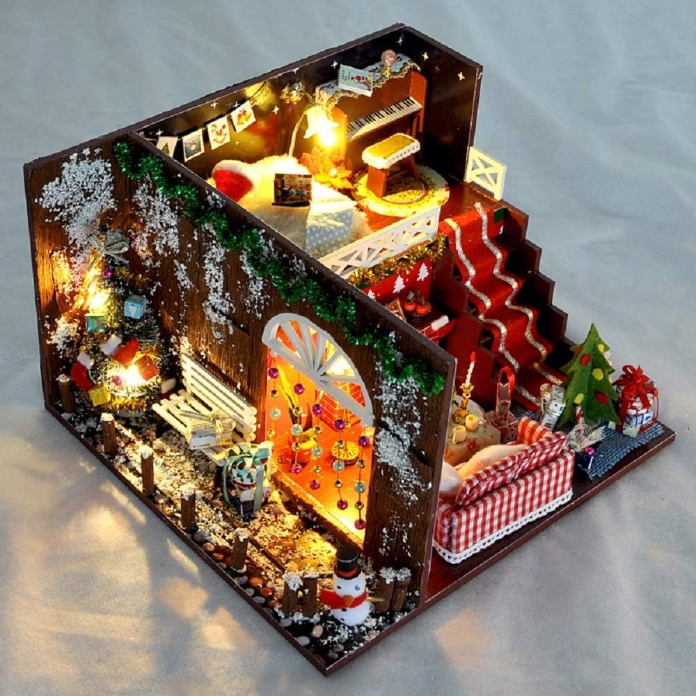 Kisoy DIY Dollhouse Kit, 1:24 Scale Exquisite Miniature with Furniture, Dust Proof Cover and Music Movement, Your Perfect Craft Gift for Friends, Lovers and Families (Tree House Carnival)