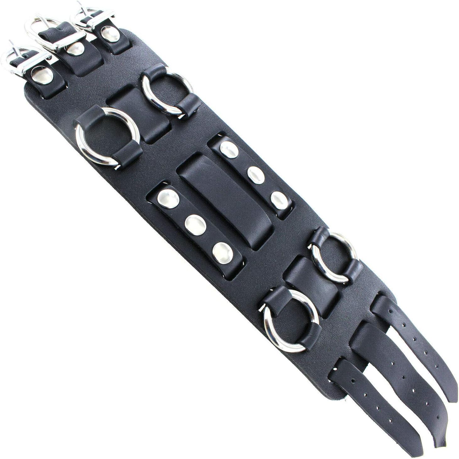 Mens Adjustable Masculine Punk Rock Bikers Thick Leather Studded Cuff Bracelet
