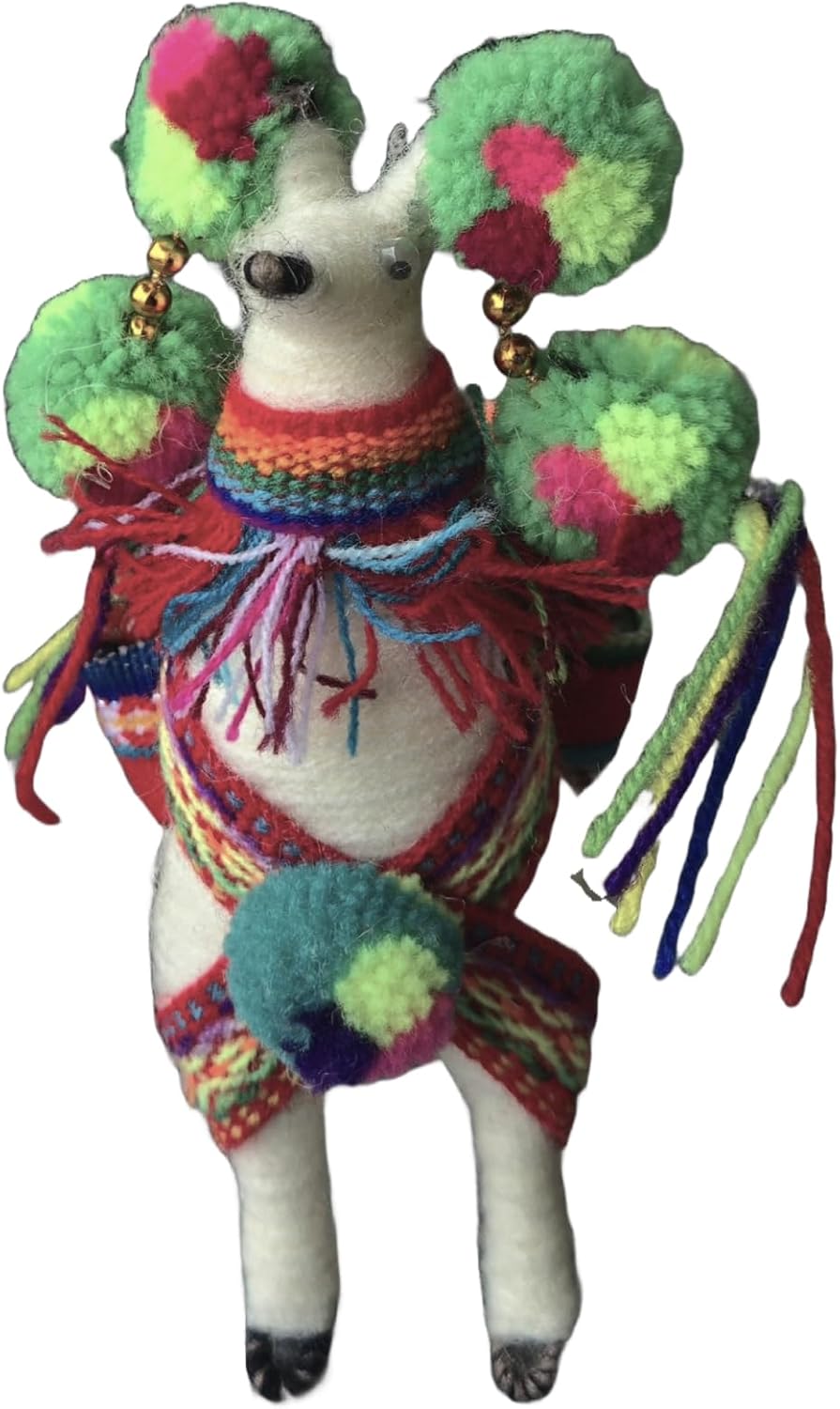 Colorful Andean Llama Ornament – Vibrant Peruvian Decorative Figurine with Traditional Pom-Poms – Festive Ethnic Home Décor Accent for Shelf, Table, or Room Display (3.9 | White) image 4