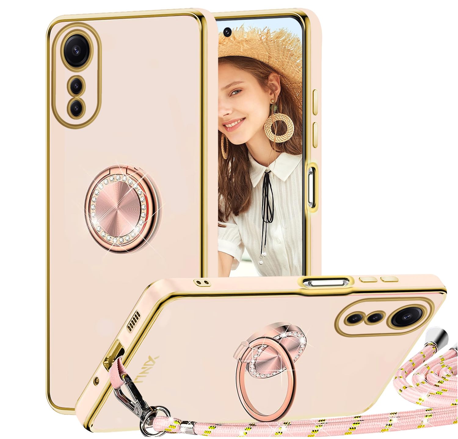 Cover Per OPPO A58 4G – Custodia Protettiva TPU E PC Antiurto Con Anello Girevole 360° E Supporto Magnetico – Nero