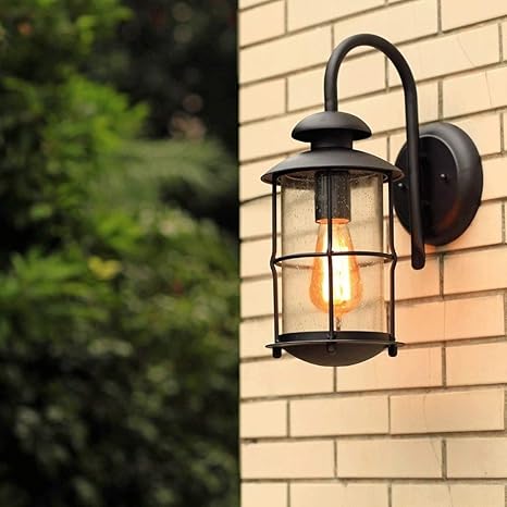 TWTCC TWTCC Wandmontage licht E27 Victoria Externe Wall Lantern Glass Lamp Zwart IP55 Regendichte lichte antieke badkamer villa binnen of externe lichtkandelaars Binnenlicht photo 3