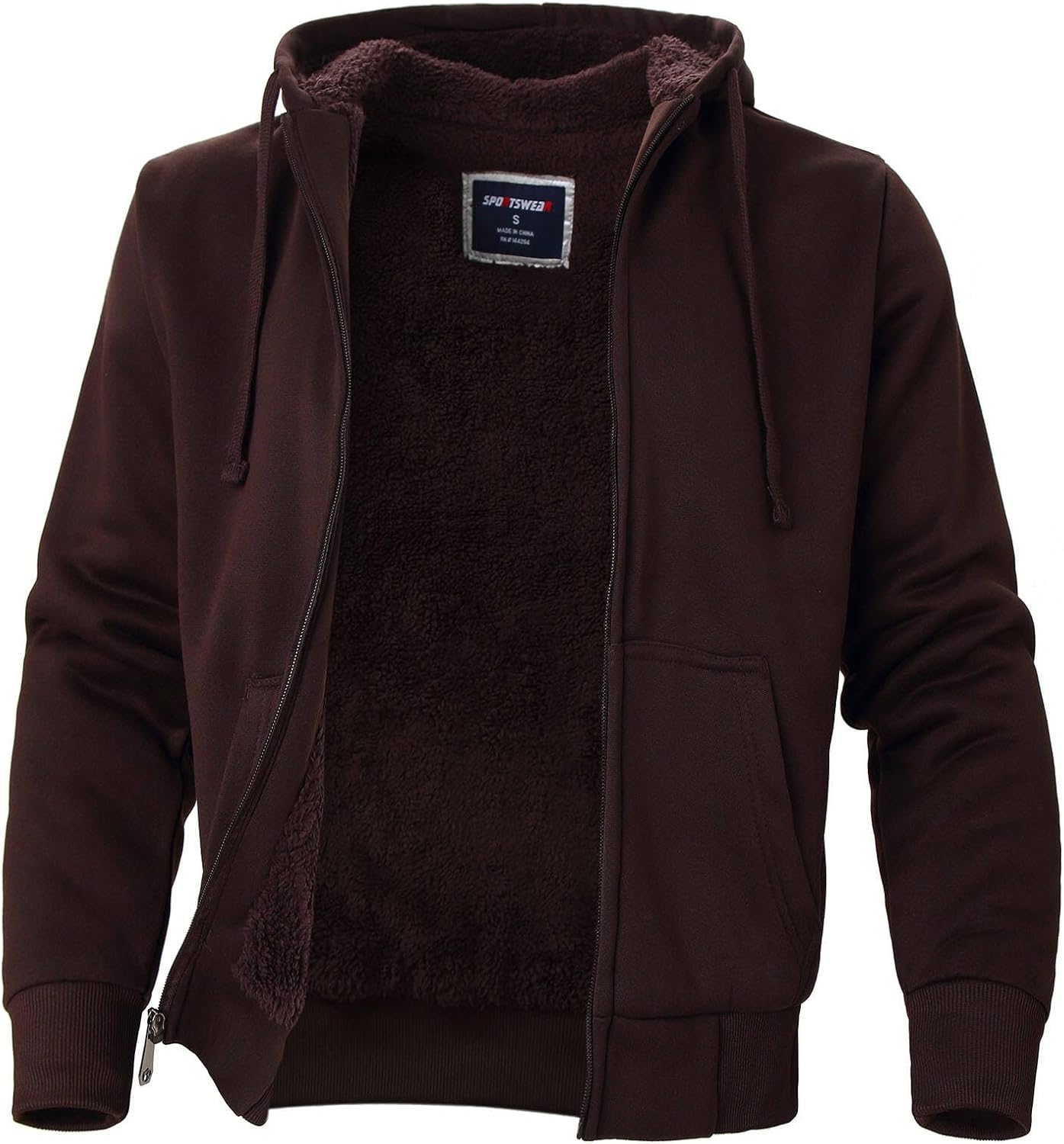 LeeHanTon Hoodies for Men Winter Warm Heavyweight Sherpa Lined Fleece Zip Up Hoody Jacket