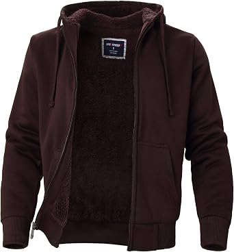 LeeHanTon Hoodies for Men Winter Warm Heavyweight Sherpa Lined Fleece Zip Up Hoody Jacket