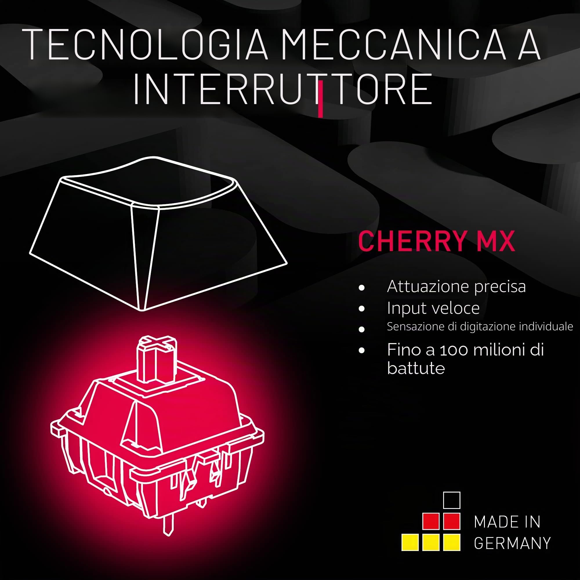 CHERRY MX 2.0S, Tastiera Gaming Meccanica con Illuminazione RGB, Layout Unione Europea (QWERTY), Con Filo, Progettato in Germania, Interruttori MX BLUE, Bianco