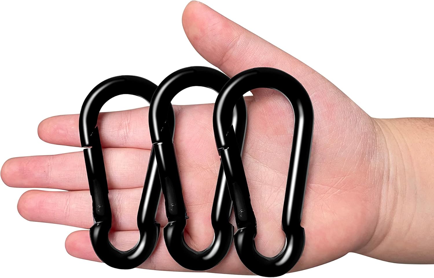 3 Pack Black 4 inche Heavy Duty Eye Hooks, Screw Eye Hooks, with 3 Pack 2.75 inche Spring Snap Hook, Black - Image 4