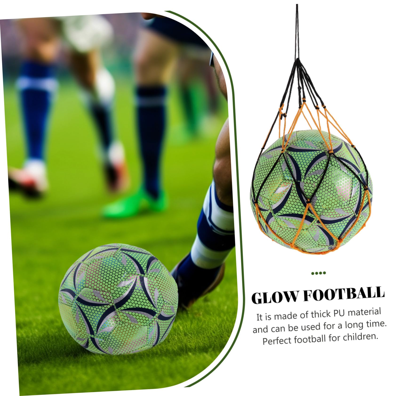 Toyvian Balón de Fútbol Fluorescente Verde para Entrenamiento, Resistente al Desgaste, Material PU, Adecuado para Jugar en Interiores y Exteriores