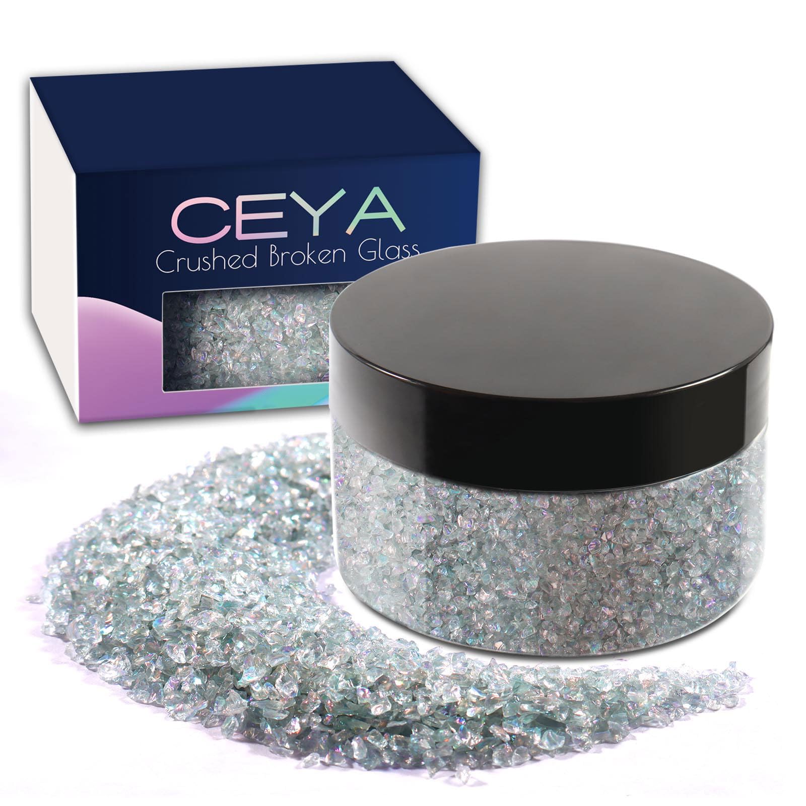 Ceya 5.3oz/150g Irréguliers éclats De Paillettes De Pierre, Noir Ceya 5.3oz/150g Irréguliers éclats De Paillettes De Pierre, Noir