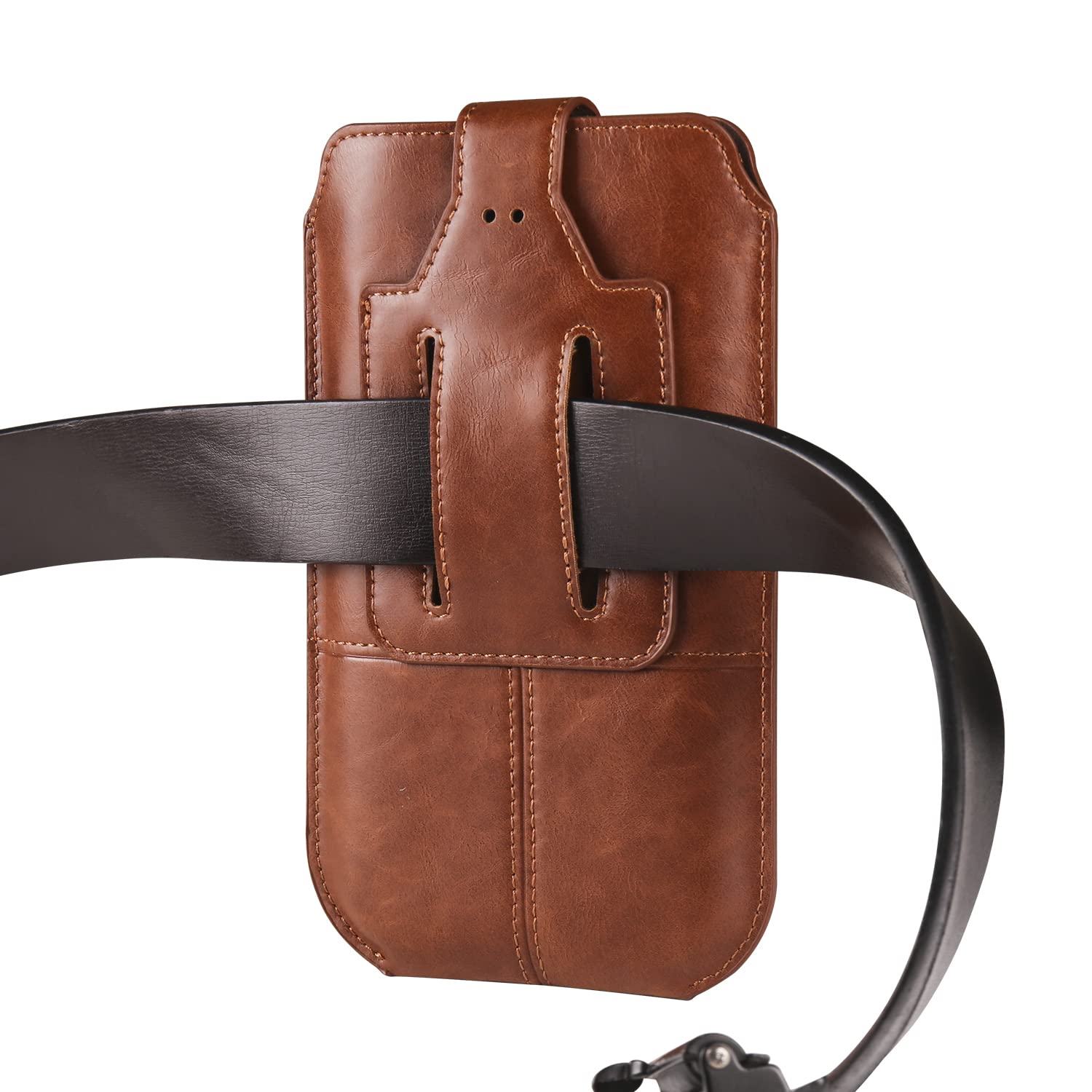 Lederen mobiele telefoon heuptas met riemclip mannen, herentas, portemonnee, mini lederen mobiele telefoon riemtassen smartphone riemholster kaarthouder portemonnee etui handtas met riemlus, bruin