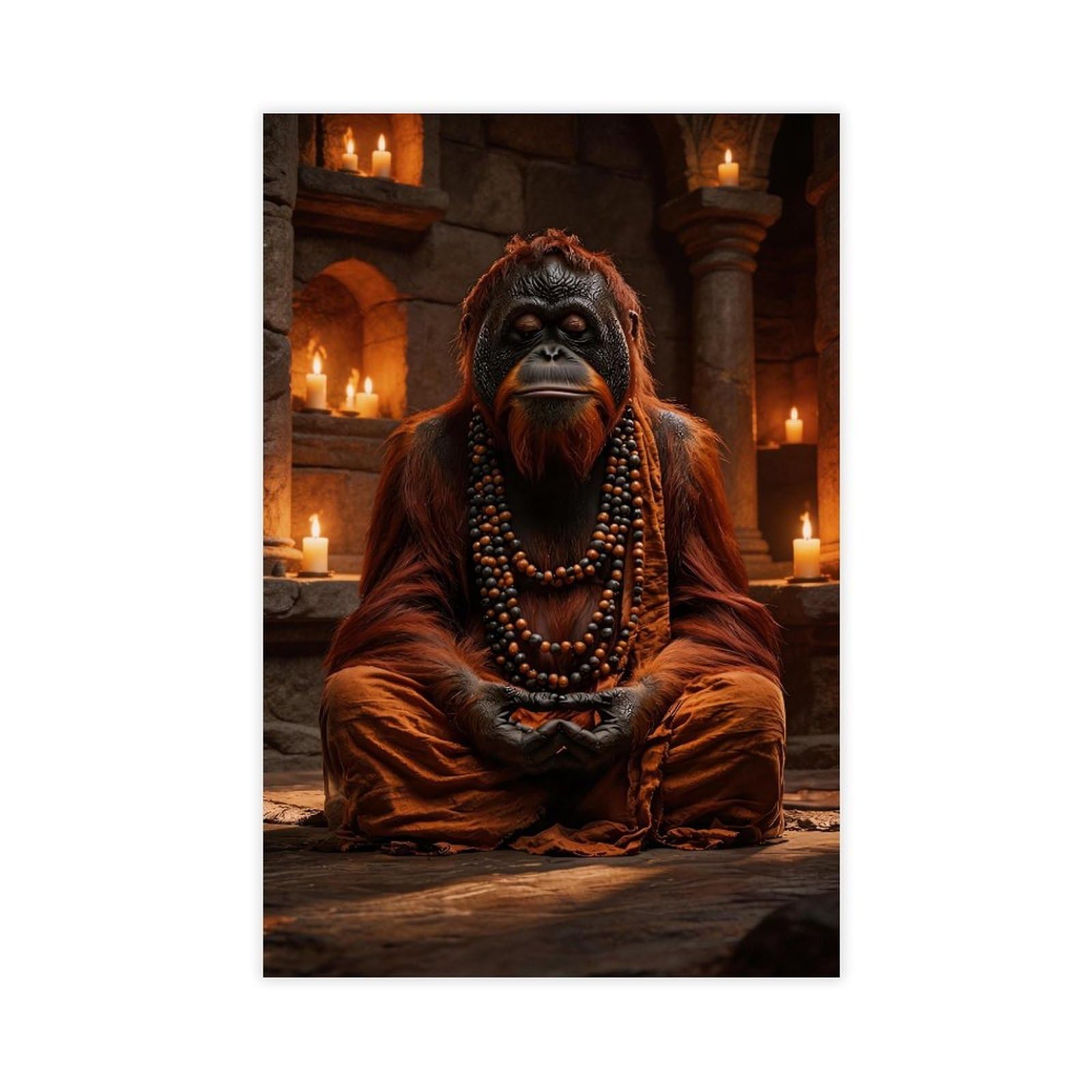 Bareronor Zen Ape Meditating Canvas Poster for Living Room Decor Gift