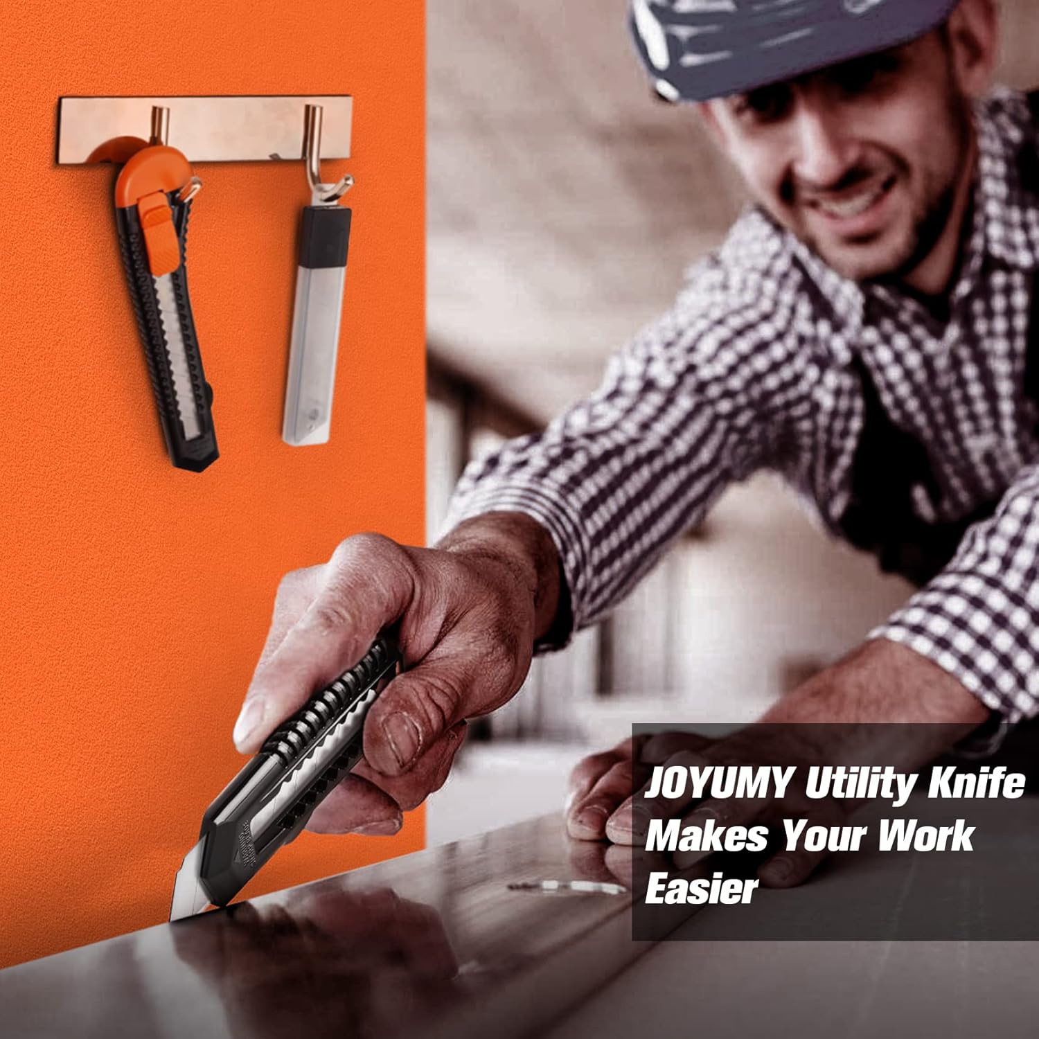 3 Pack Utility Knife Box Cutter Retractable, Compact Box Knife for Cartons, Cardboard and Boxes, with 10 Piece 18mm Wider Snap-off Blade Razor Sharp Blade, Perfect for Office and Home Use