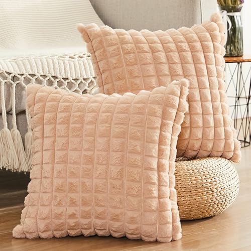 Miniatura 2 de Juego de 2 fundas de almohada de felpa de piel sintética de 12 x 20 pulgadas, fundas de almohada cuadradas decorativas suaves y acogedoras para