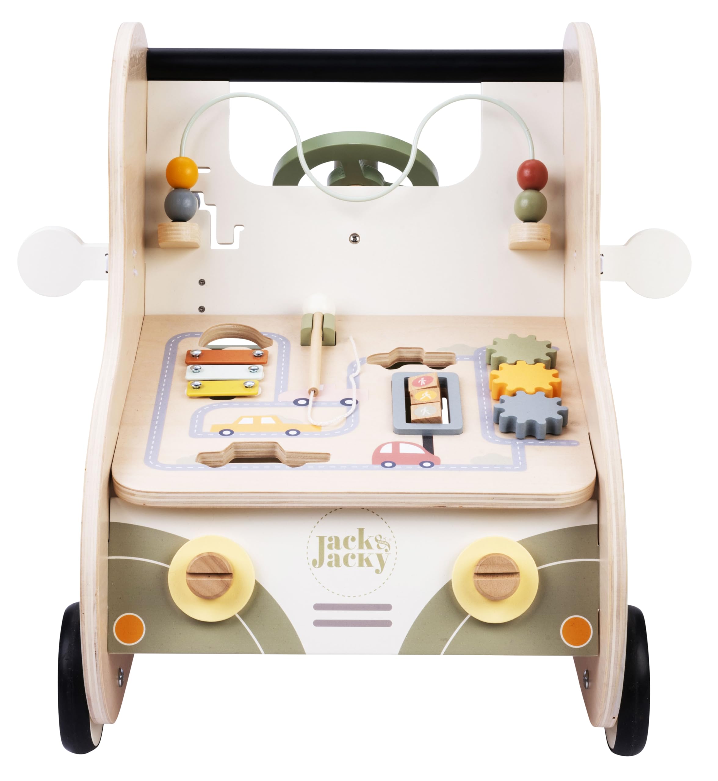 Engelhart - 640055 - Trotter in Legno Multi- attività - Giocattolo a Forma di Auto da Spingere per Bambini - Sviluppo Motorio e Educativo - A partire da 12 mesi