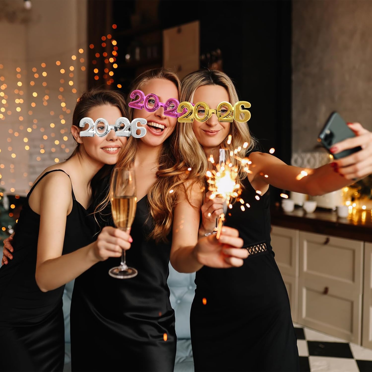 4 Pack 2026 Happy New Year Party Glasses Funny Fancy Sunglasses New Year’s Eve Party Favors for Teens & Adults Only - Image 3
