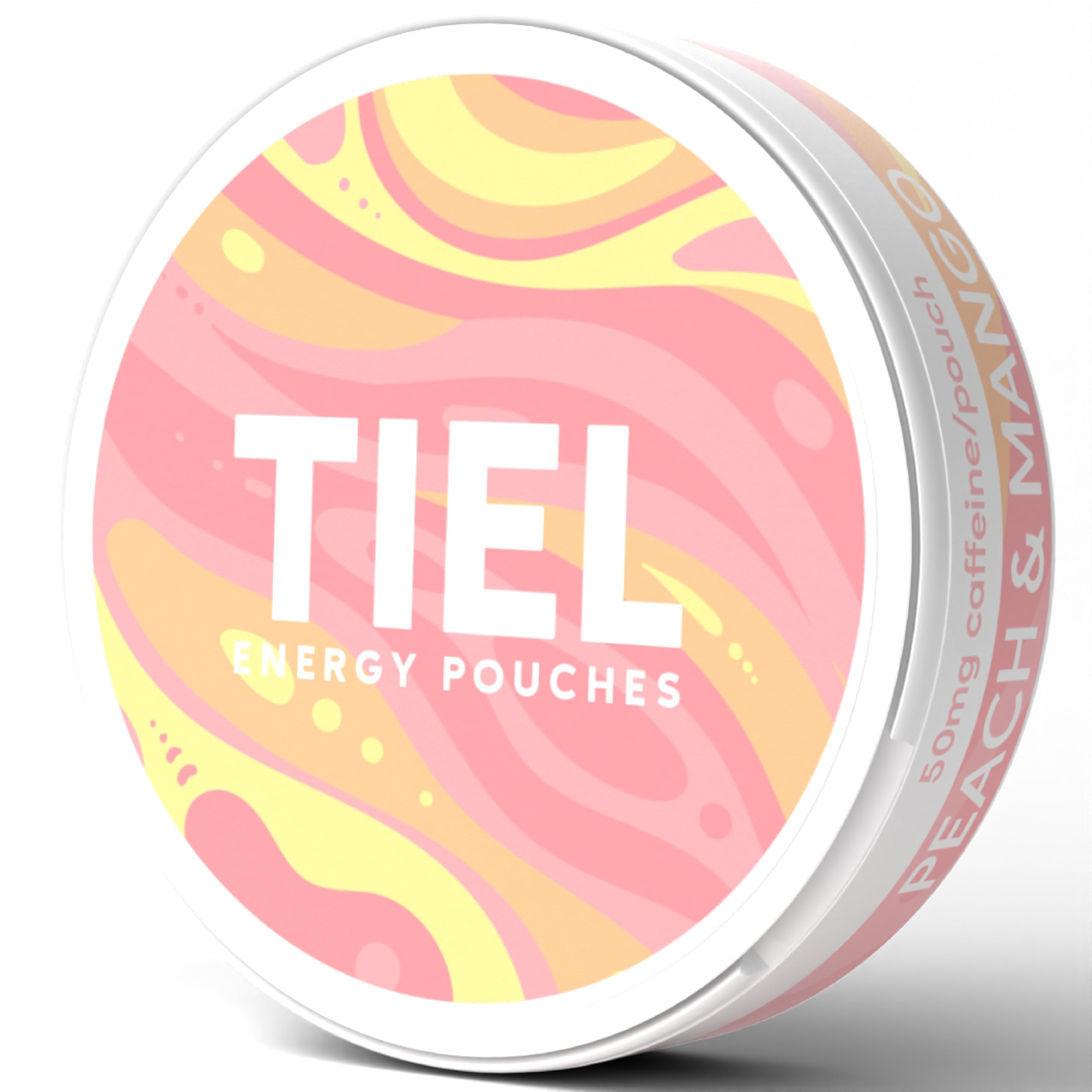 TIEL ENERGY POUCHES Suplemento de cafeína em sachês, 50 mg por sachê, 20 sachês, pêssego e manga
