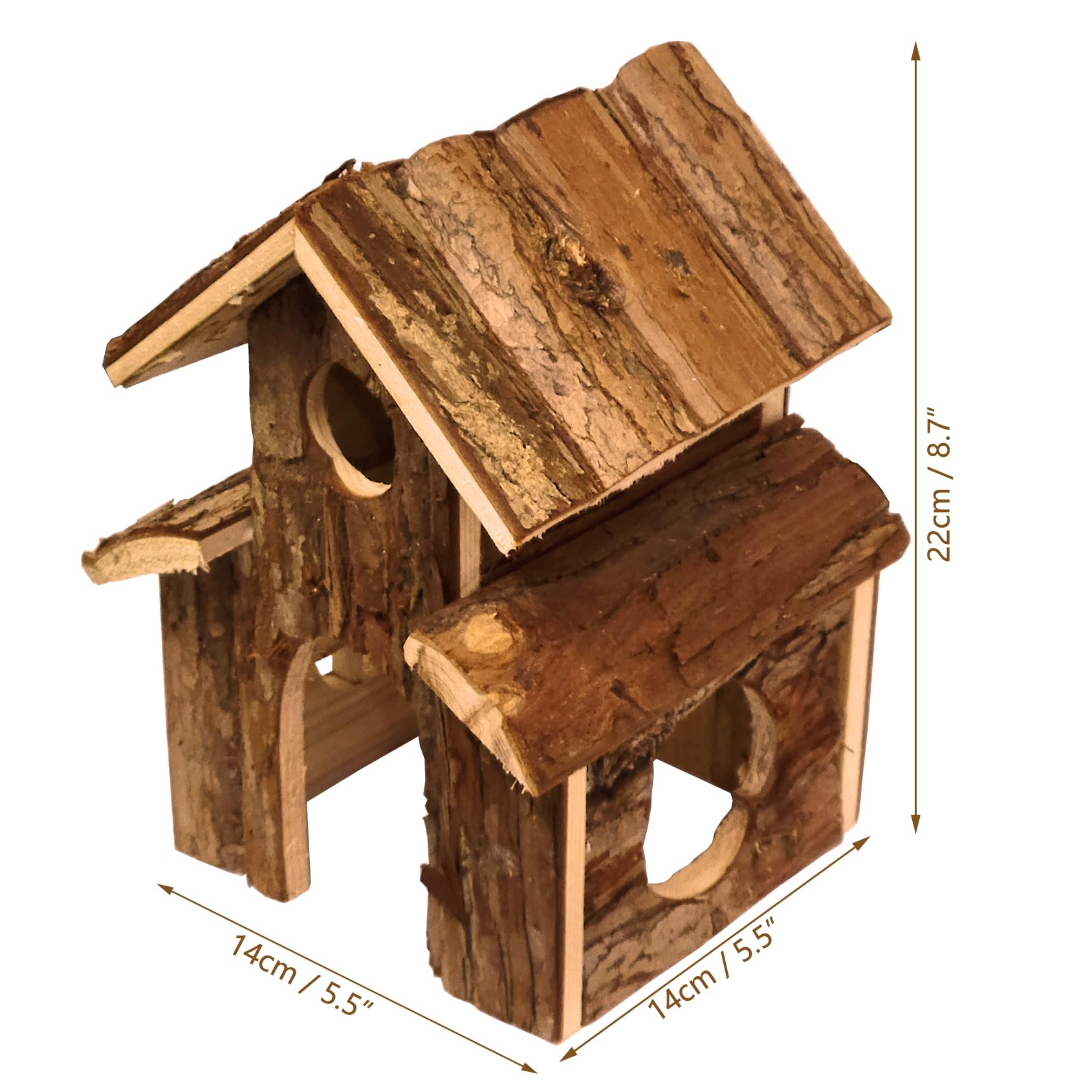 Young Wolf Small Animal Amusement Wooden Villa House Hideouts Playground with Ladder and Roller - Image 3