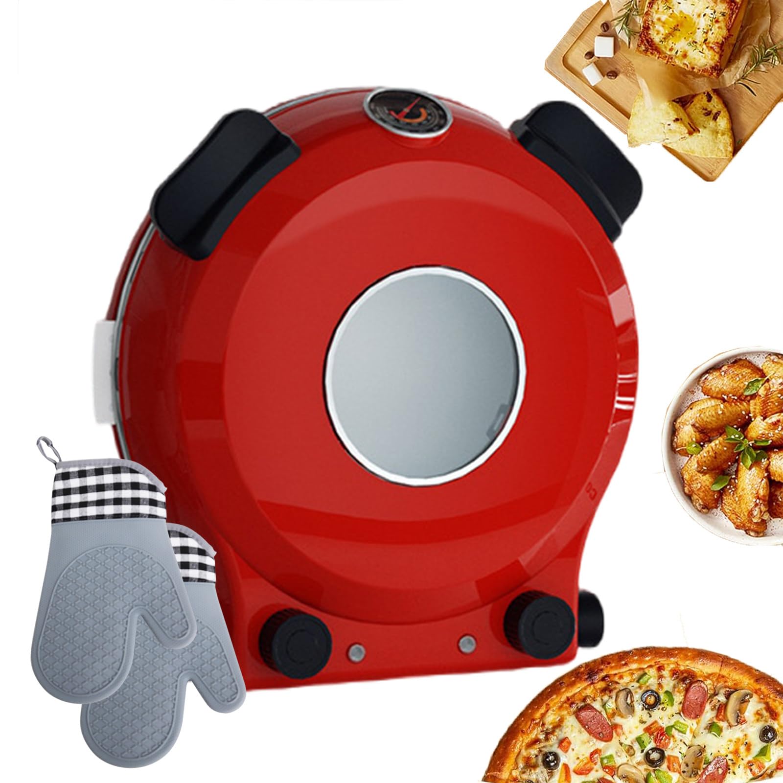 Forni Elettrici per Pizza 0-450℃, Macchina per Il Pane Antiaderente per Pizza con Timer 0-15 Minuti, Forno Tostapane per Pizza Commerciale per Interni, Forno per Pizza Professionale