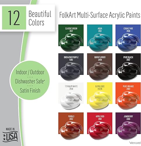 Miniatura 5 de FolkArt One Stroke - Kit de pintura acrílica Birds & Blossoms, juego de 32 piezas que incluye 12 pinturas multisuperficie FolkArt de 2 onzas