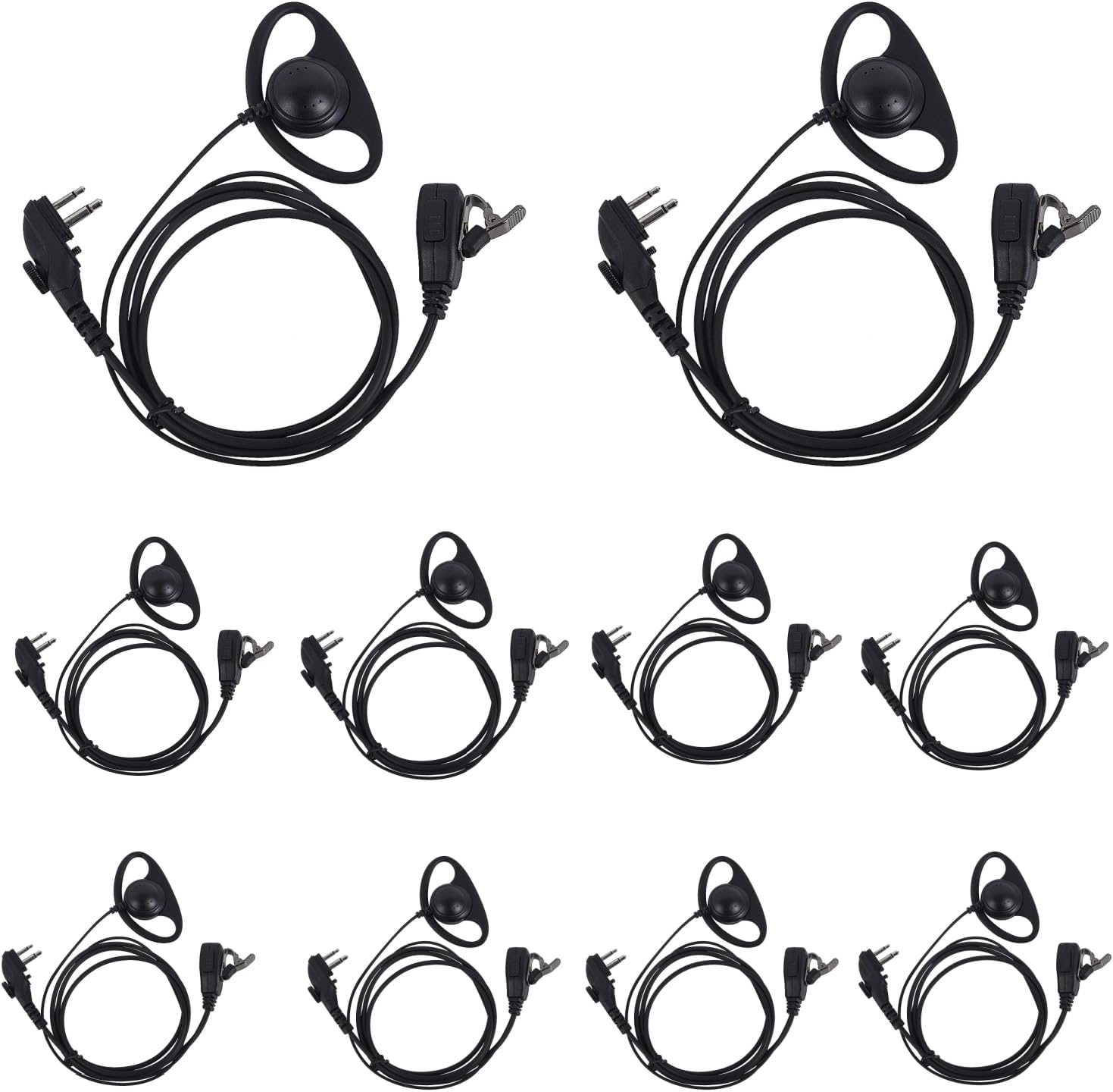 BD502 BD 502i 402i Earpiece 2Pin D Shape Walkie Headset for HYT Hytera BD502i BD552i BD612i PD402i PD482i PD502i PD562i TC508 BD500 TD500 TD560 PD530 PD506 PD560 PD415 (10Pack Wired)