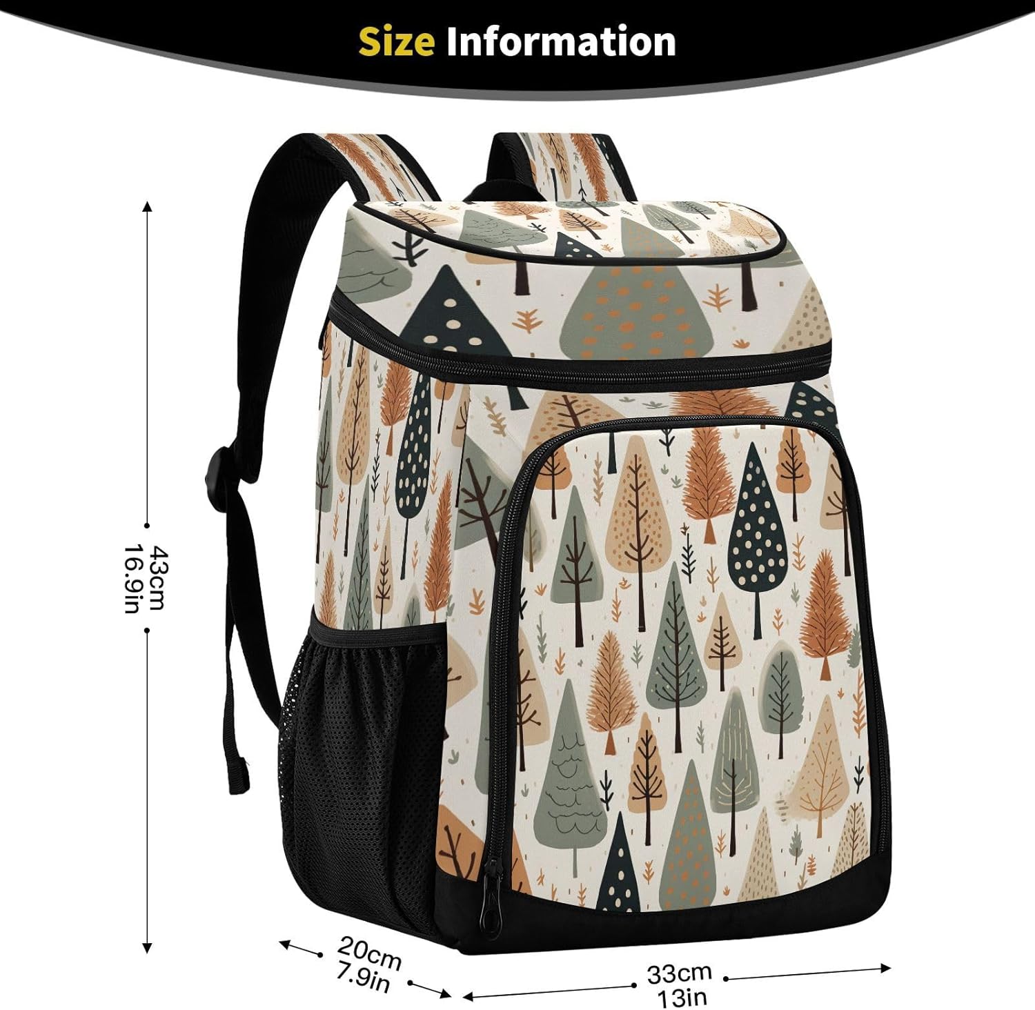 Christmas Cartoon Tree Cooler Backpack 36 Cans Leakproof Waterproof Backpack Cooler Bag Beach Accessories Travel Camping Fishing Backpack for Women Men