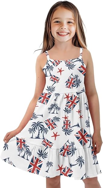 Summer Girls Party Dress 2026 Casual Dress Girls for Soccer Watch Party,Back to School 3-14