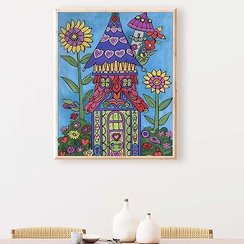 Diamond Painting Landscape Diamond Art Kits for Adults, 5D Peinture Diamant House DIY Round Full Drill Mosaic Kits for Adults Gem Art Crystal Paintings Crafts for Wall, Gift 28x37 Inch PJY9 Z-O