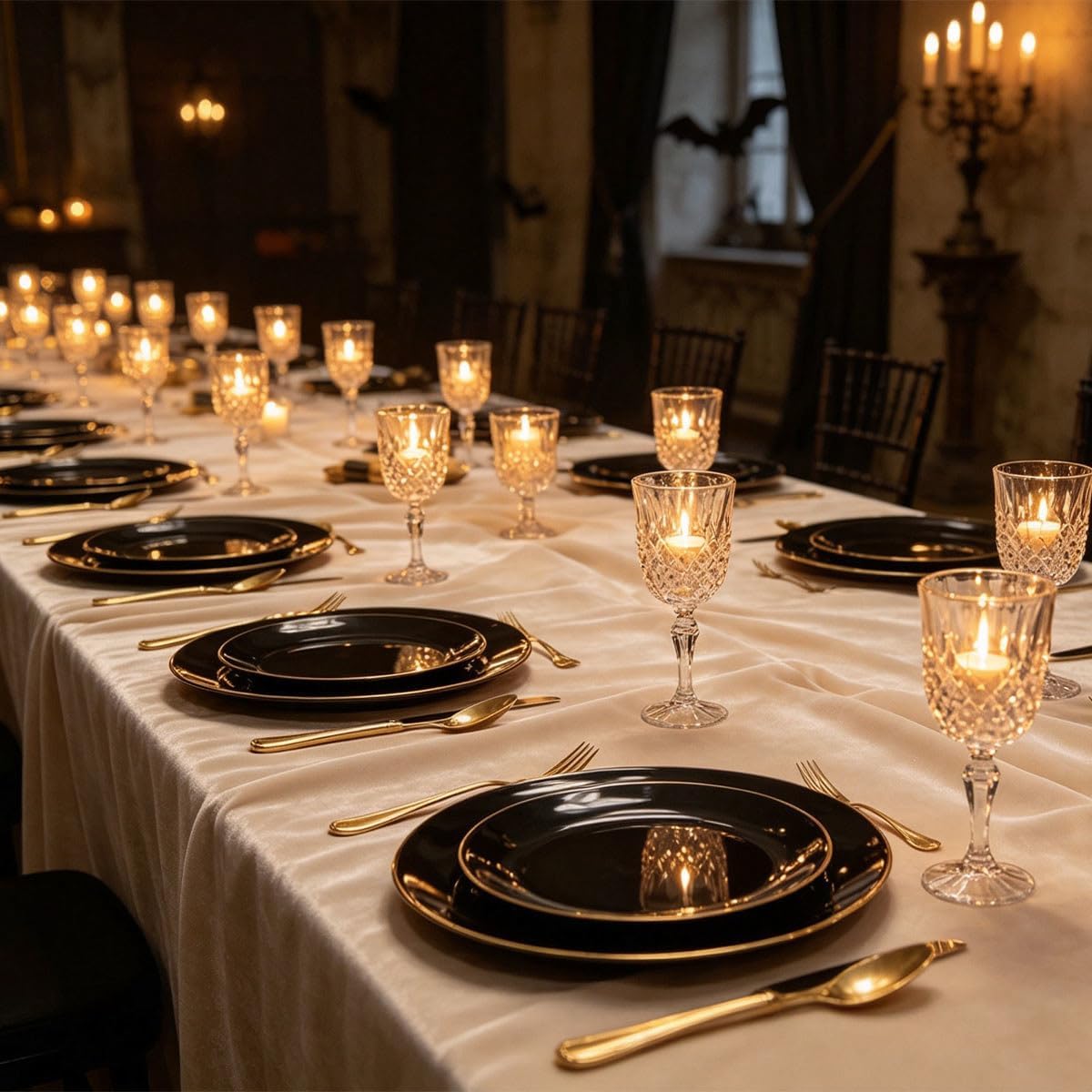 100pcs Disposable Plastic Plates Dinnerware Silverware Set for 20 Guests image 5